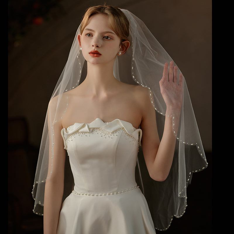 Bridal Veil Hair Comb in Ivory Unsutuo Wedding Veil Comb Bridal Cathedral Veil 1 Tier Drop  main image 3