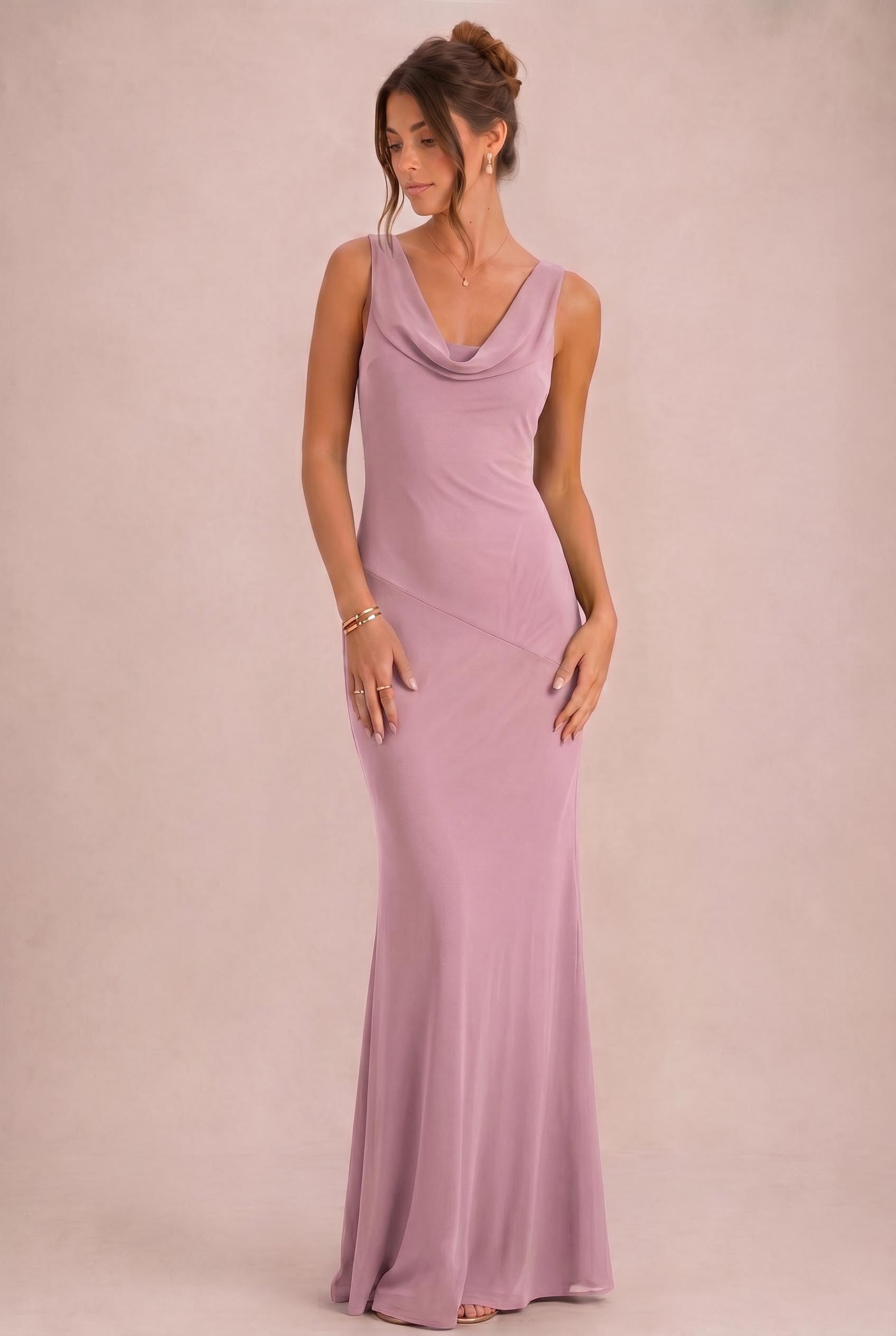 Cowl Neck Mermaid Bridesmaid Dress