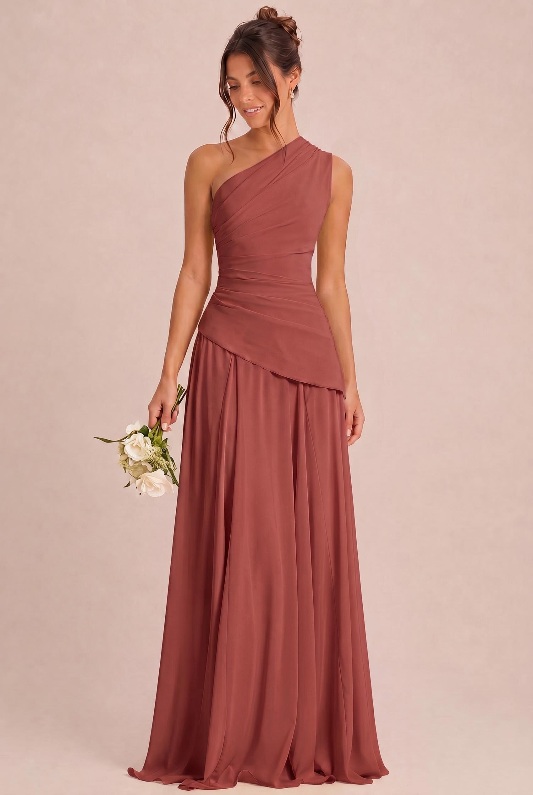 Duntery One Shoulder Chiffon Bridesmaid Dress