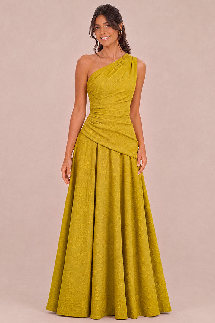 One-Shoulder Jacquard Bridesmaid Dress