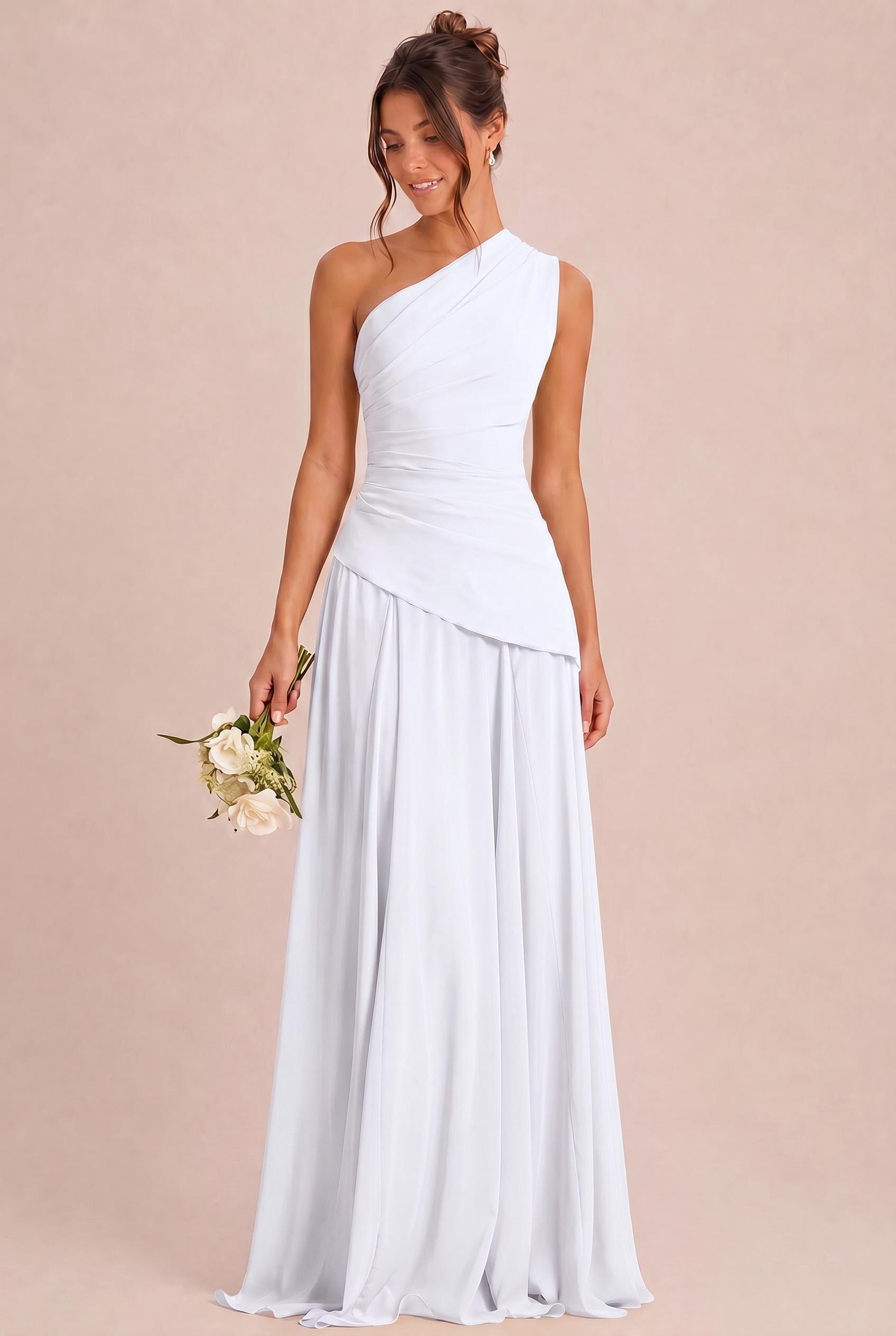 One Shoulder Chiffon Bridesmaid Dress
