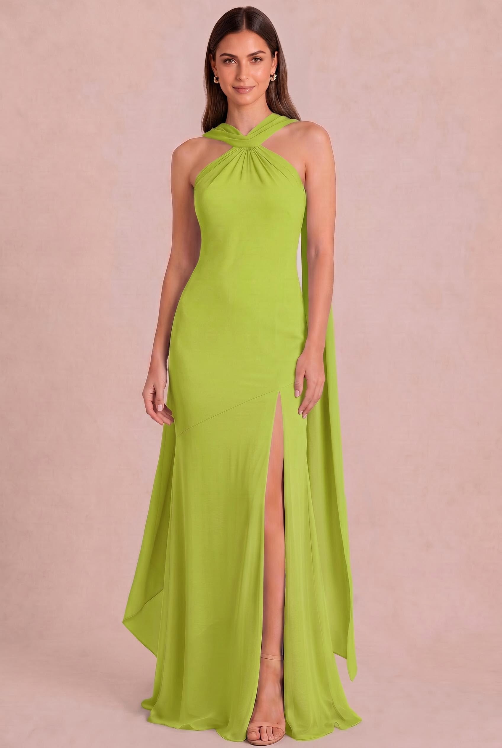 Halter Chiffon Bridesmaid Dress