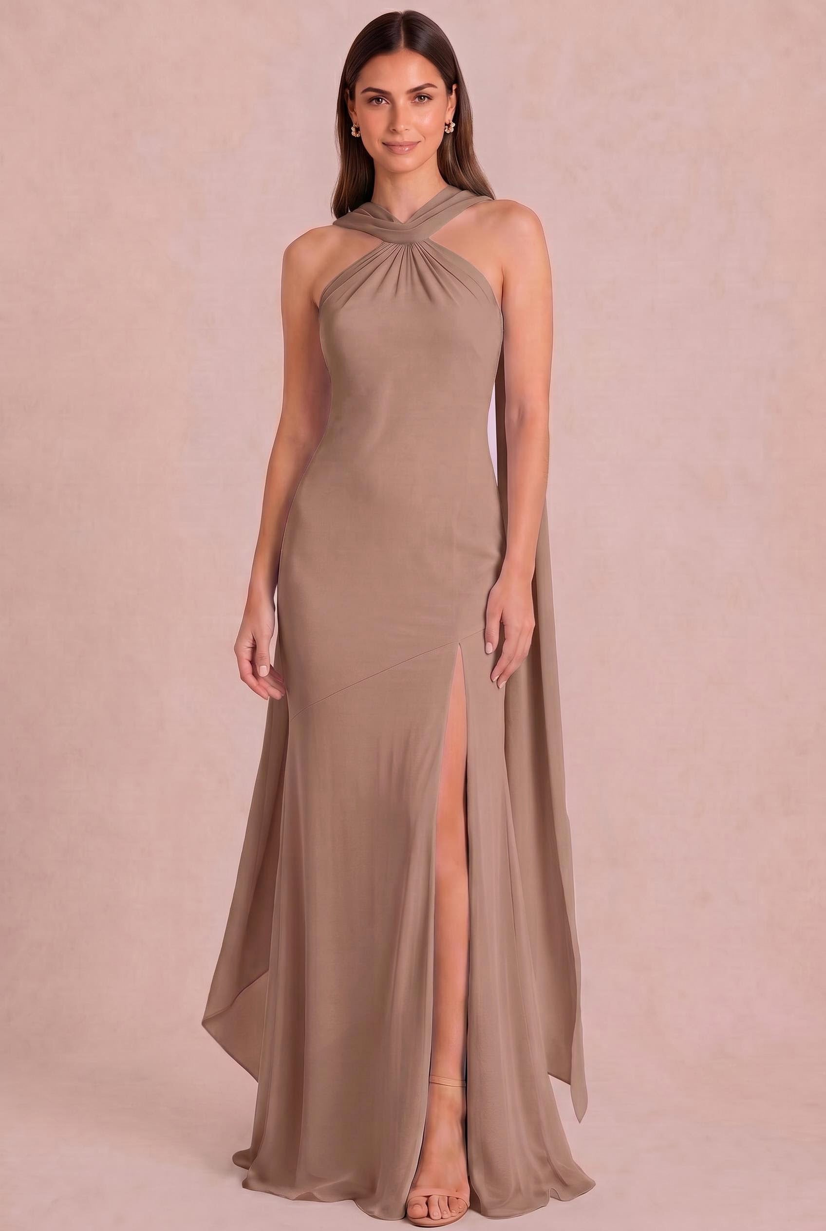 Halter Chiffon Bridesmaid Dress
