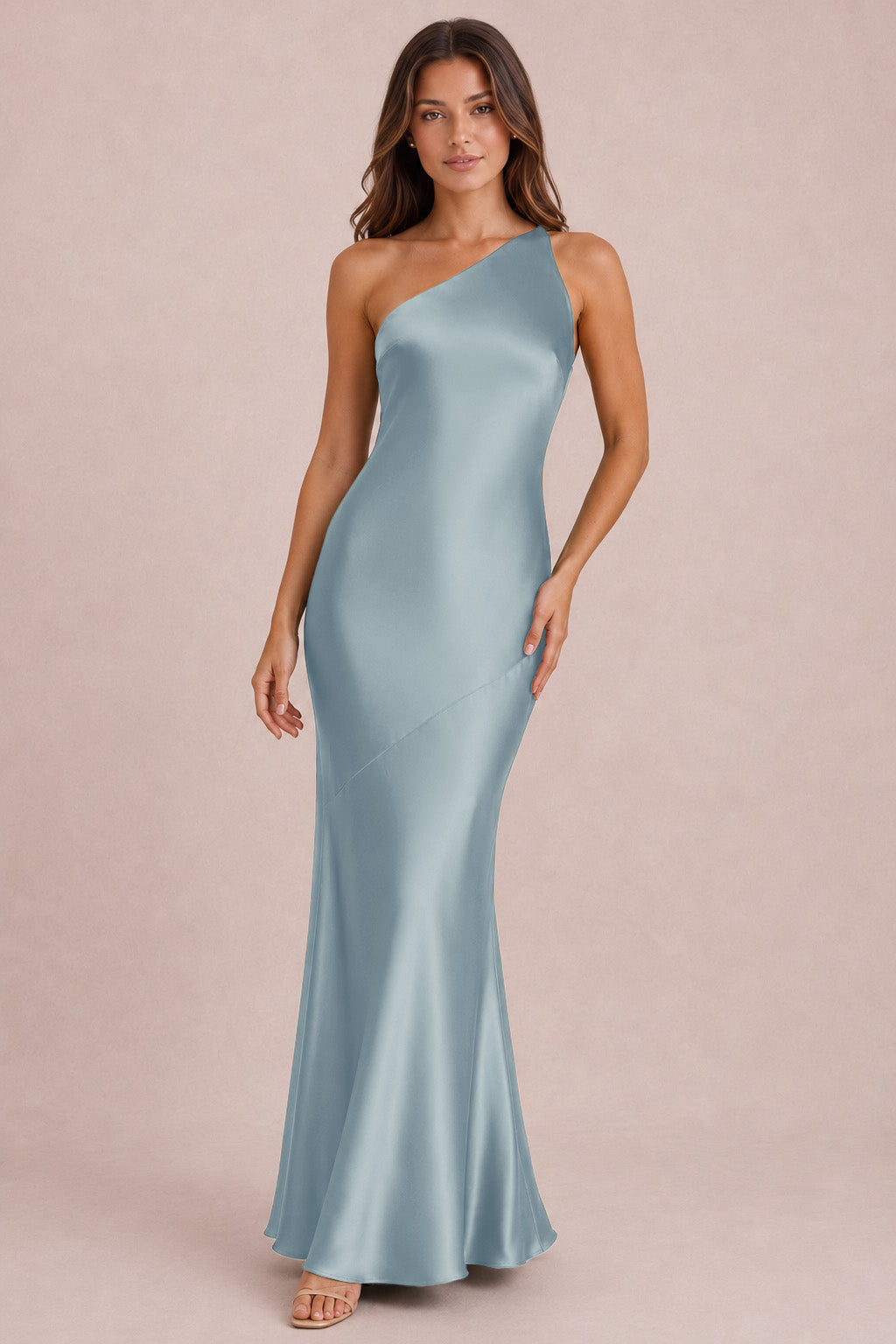 One Shoulder Satin Bridesmaid Dress