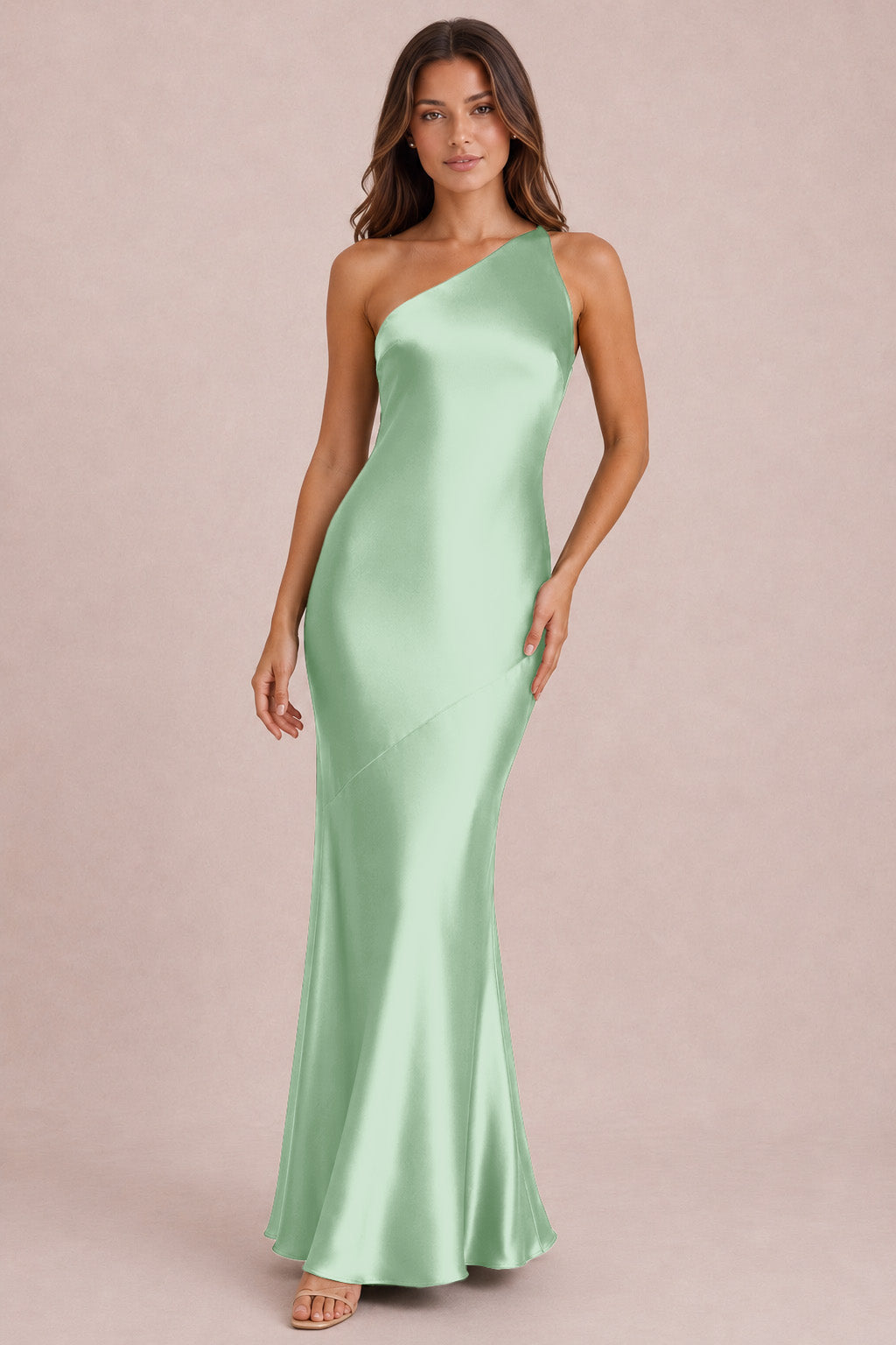 One Shoulder Satin Bridesmaid Dress
