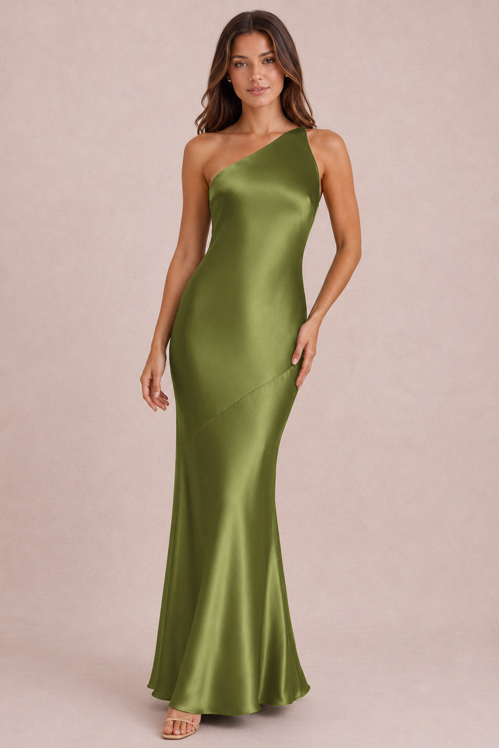 One Shoulder Satin Bridesmaid Dress