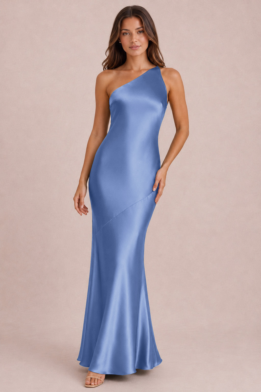 One Shoulder Satin Bridesmaid Dress
