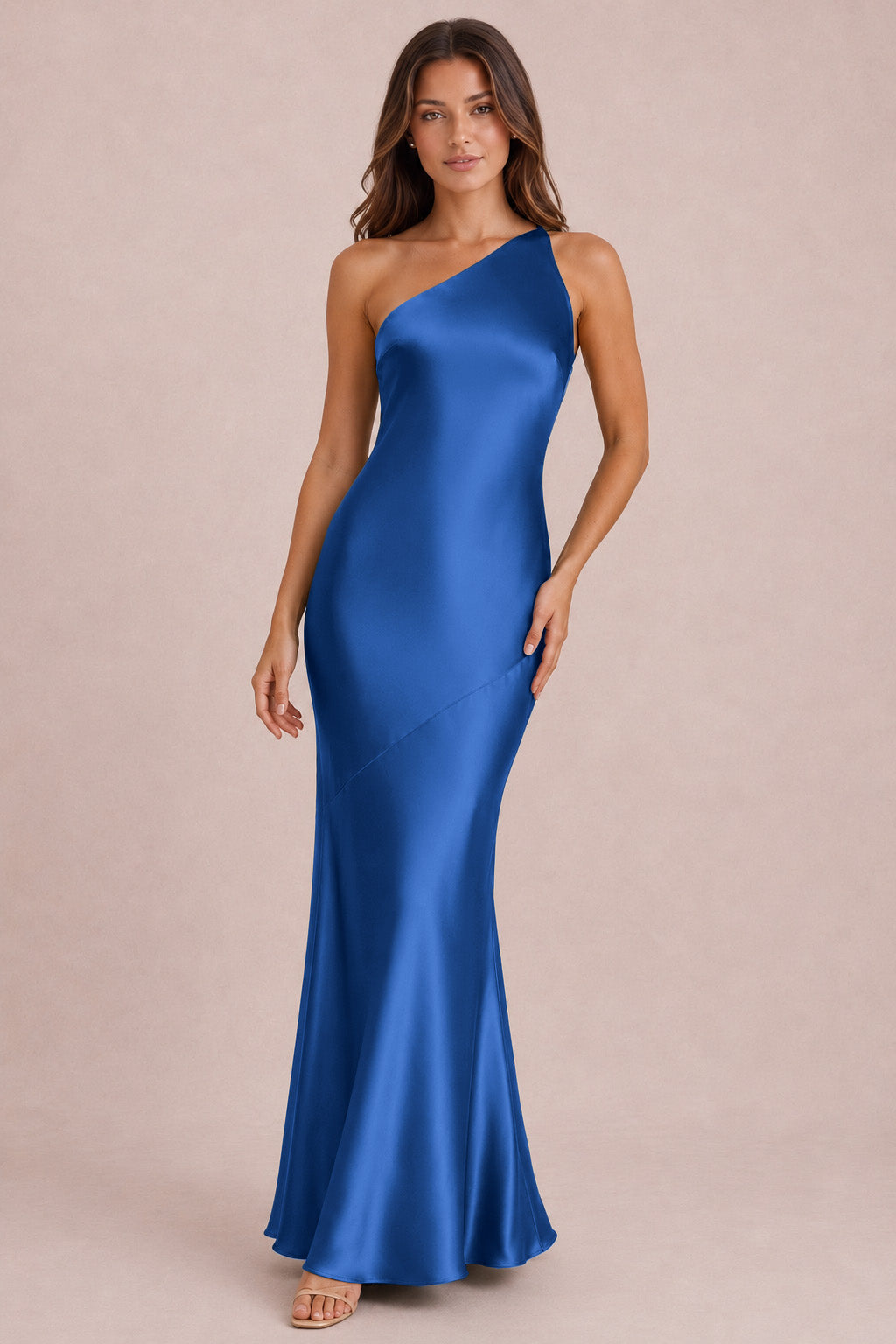 One Shoulder Satin Bridesmaid Dress