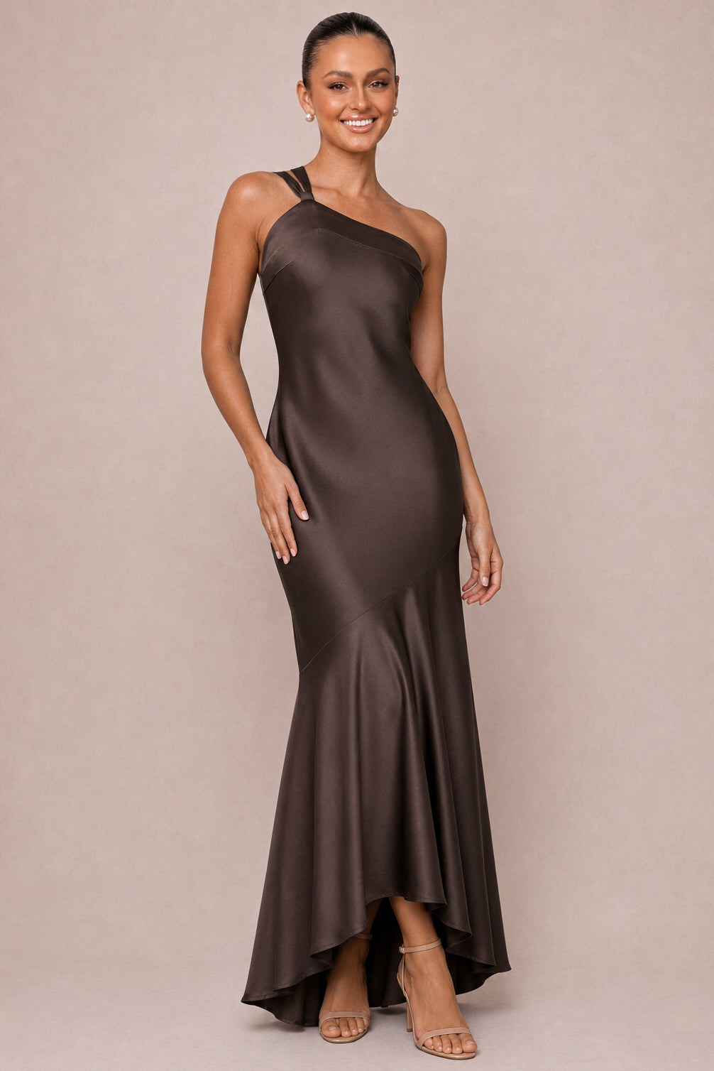 matte satin bridesmaid dresses KissProm Off-the-Shoulder Sheath Dress in Moss, Moss / 2 softly structured frame that highlights the shoulders and collarbone KissProm Off-the-Shoulder Sheath Matte Satin