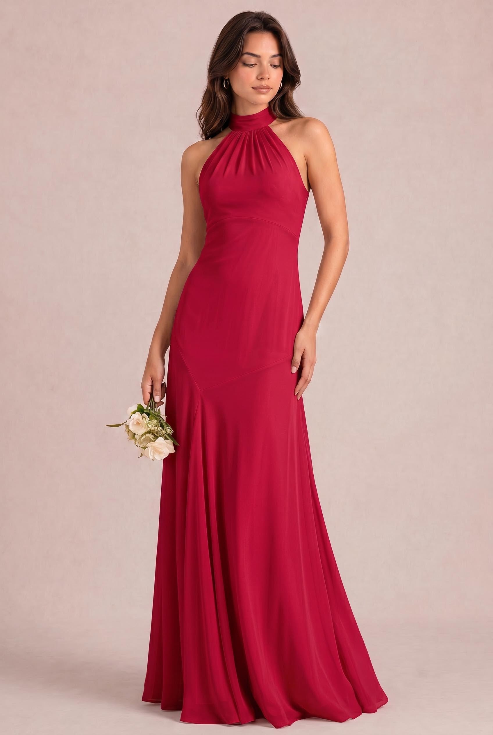 Halter Chiffon Bridesmaid Dress