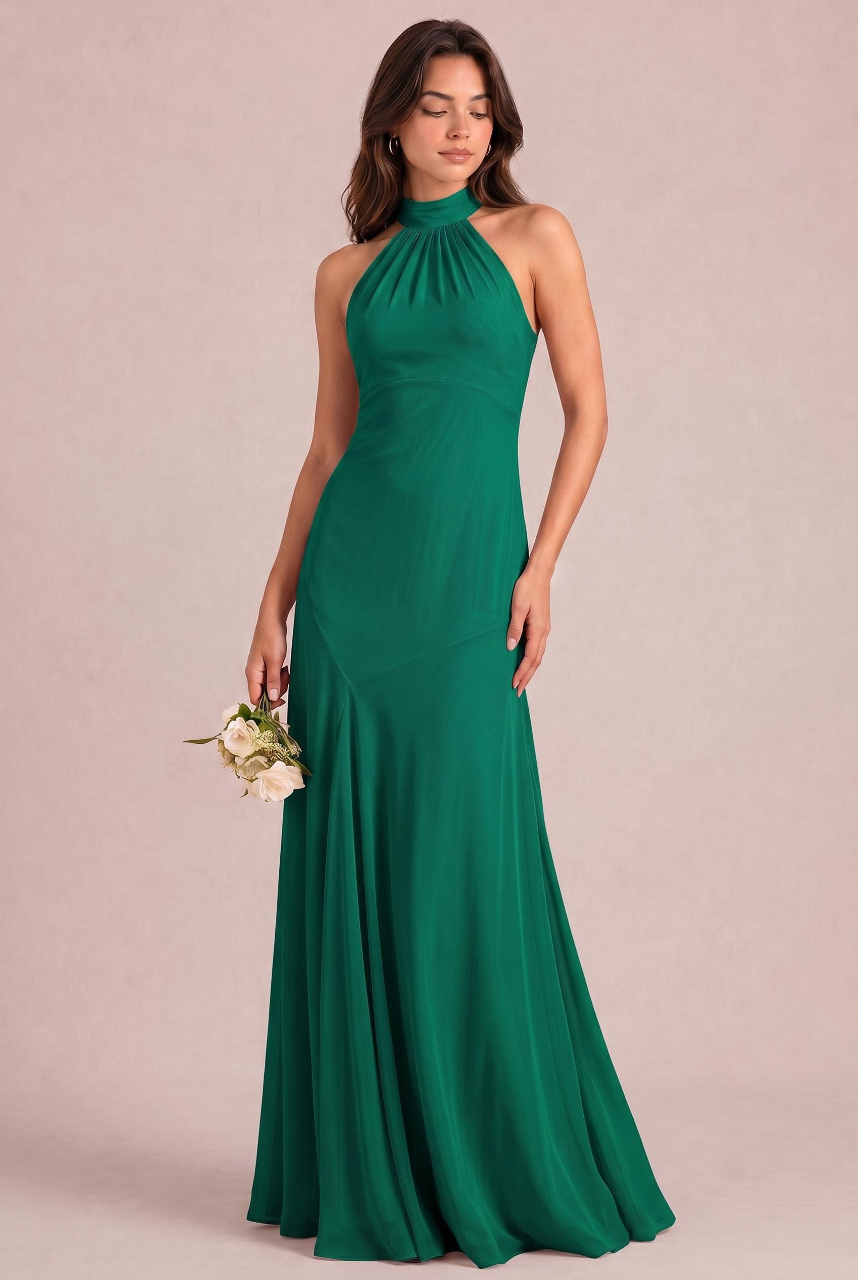 Halter Chiffon Bridesmaid Dress