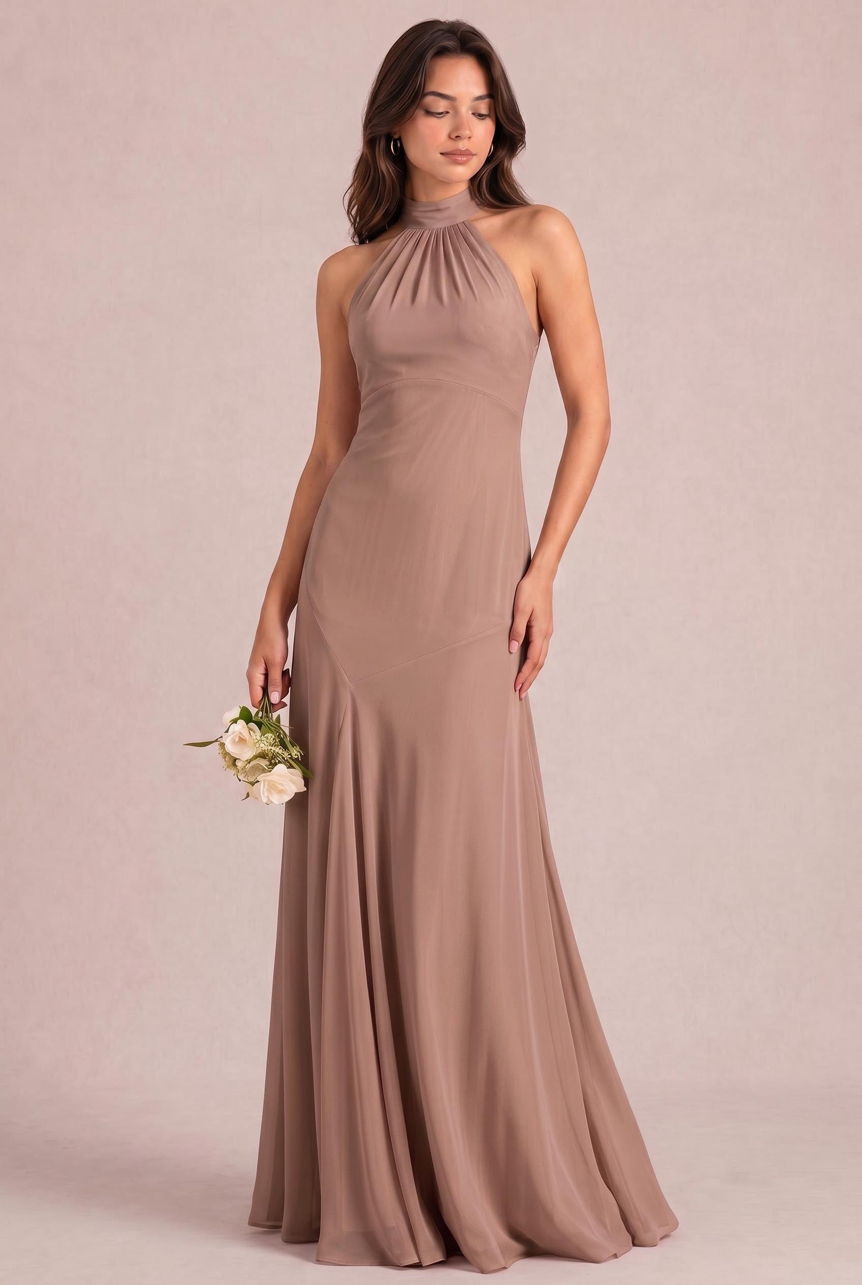 Halter Chiffon Bridesmaid Dress