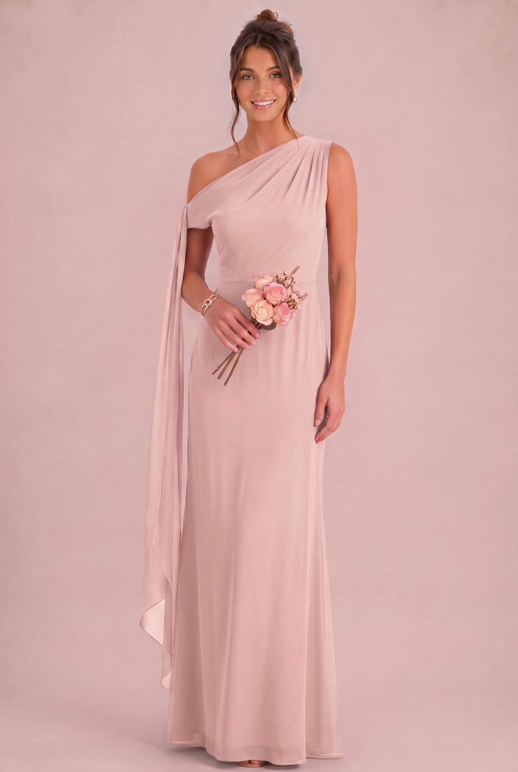 One Shoulder Chiffon Bridesmaid Dress