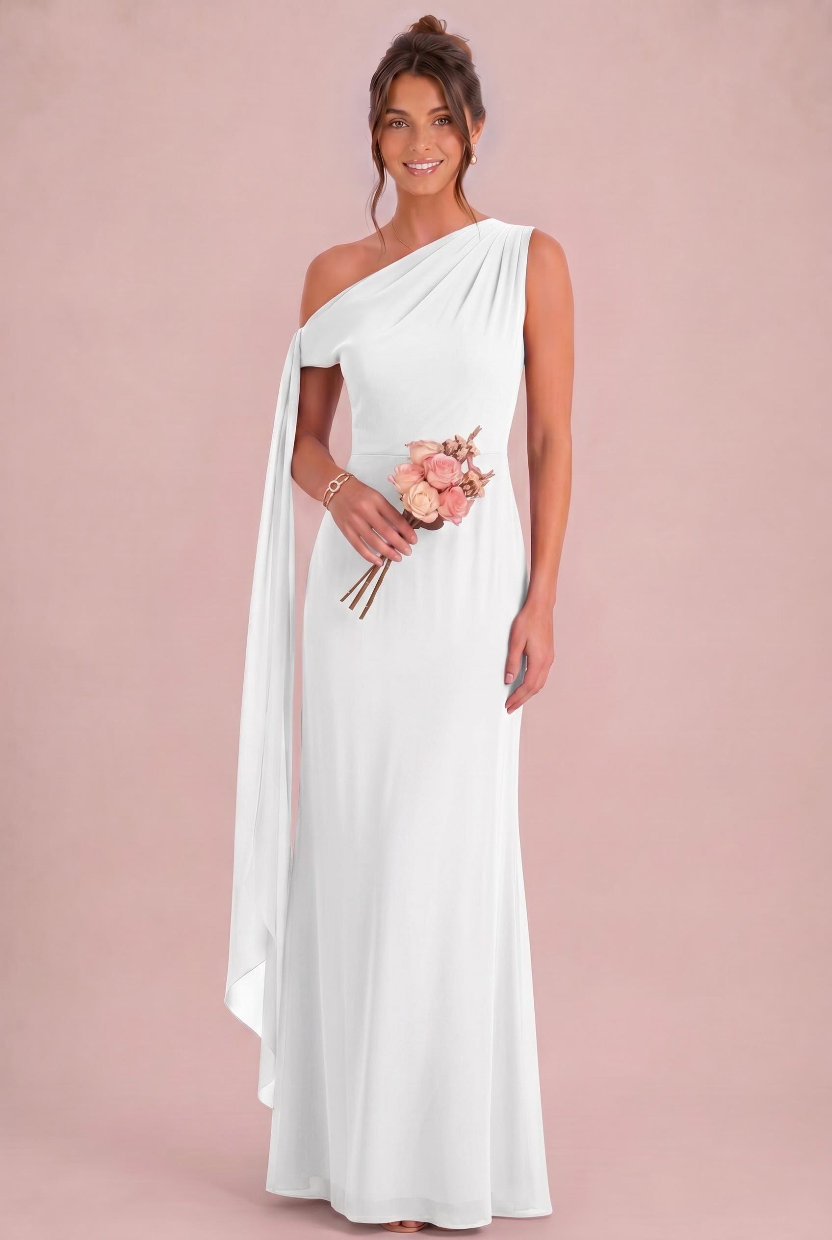 One Shoulder Chiffon Bridesmaid Dress