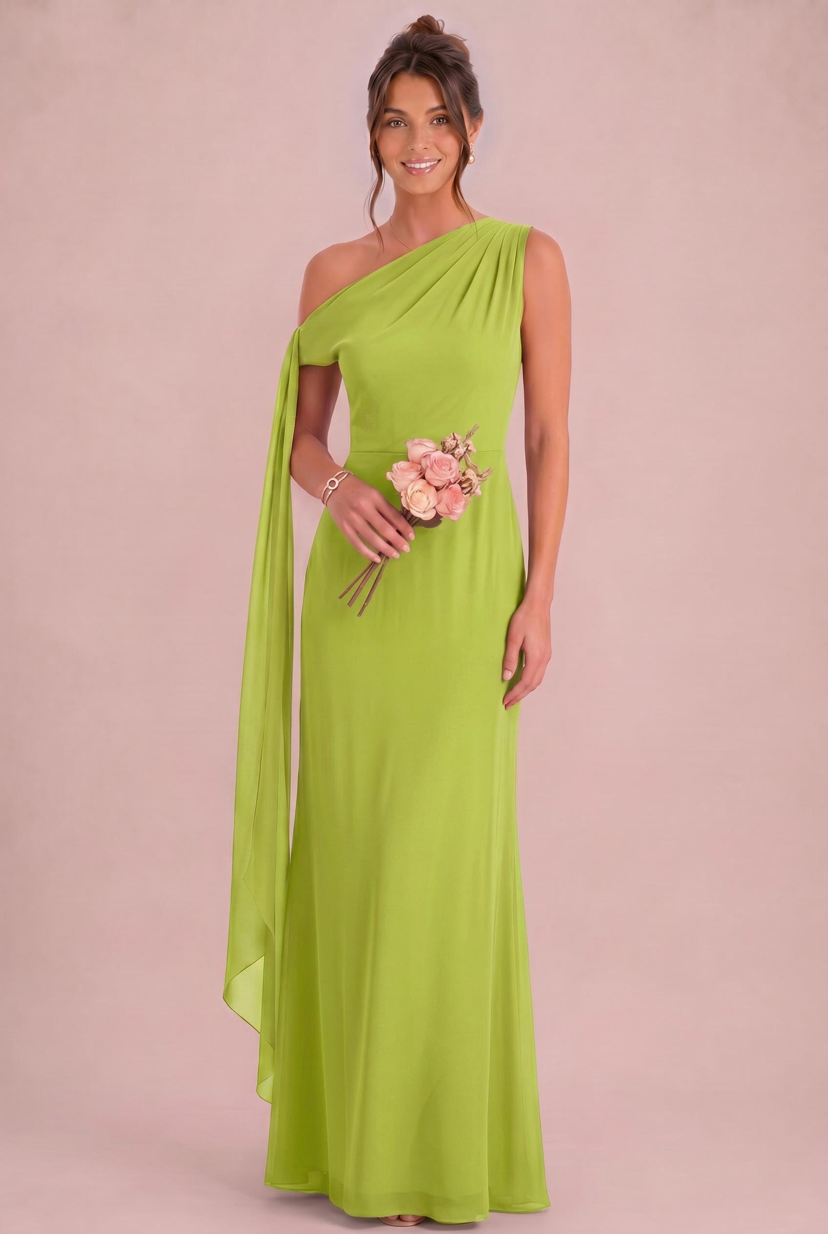 One Shoulder Chiffon Bridesmaid Dress