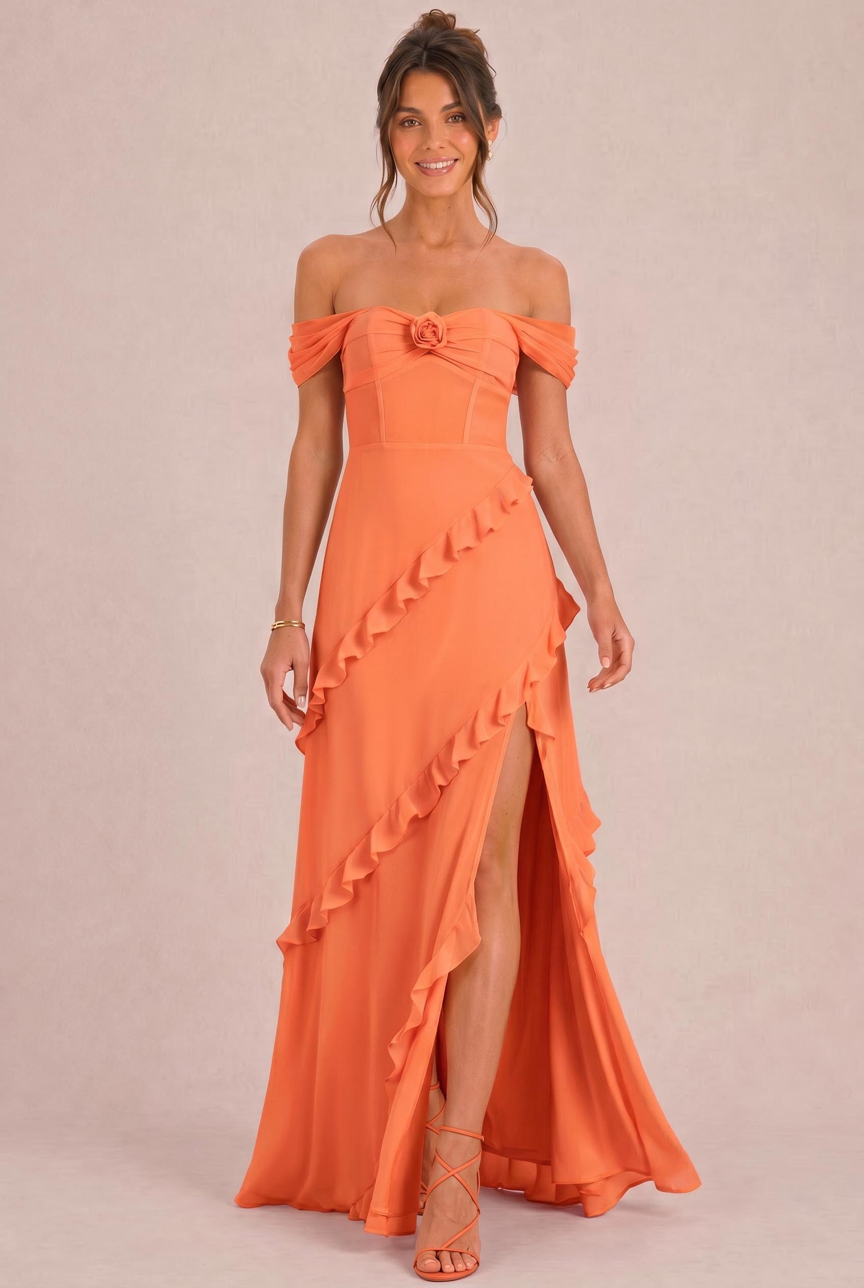 Off-the-Shoulder Chiffon Bridesmaid Dresses
