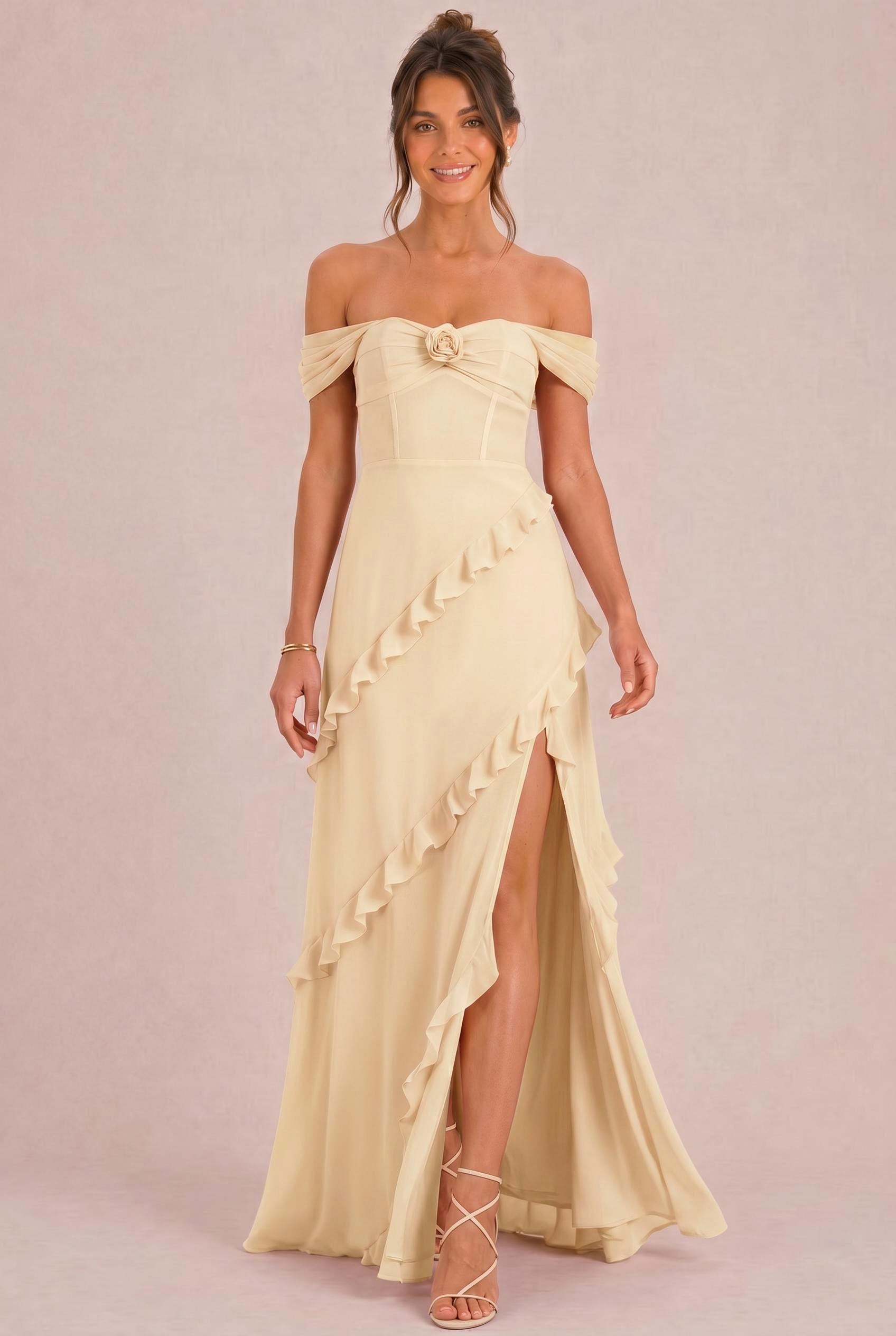 Off-the-Shoulder Chiffon Bridesmaid Dresses