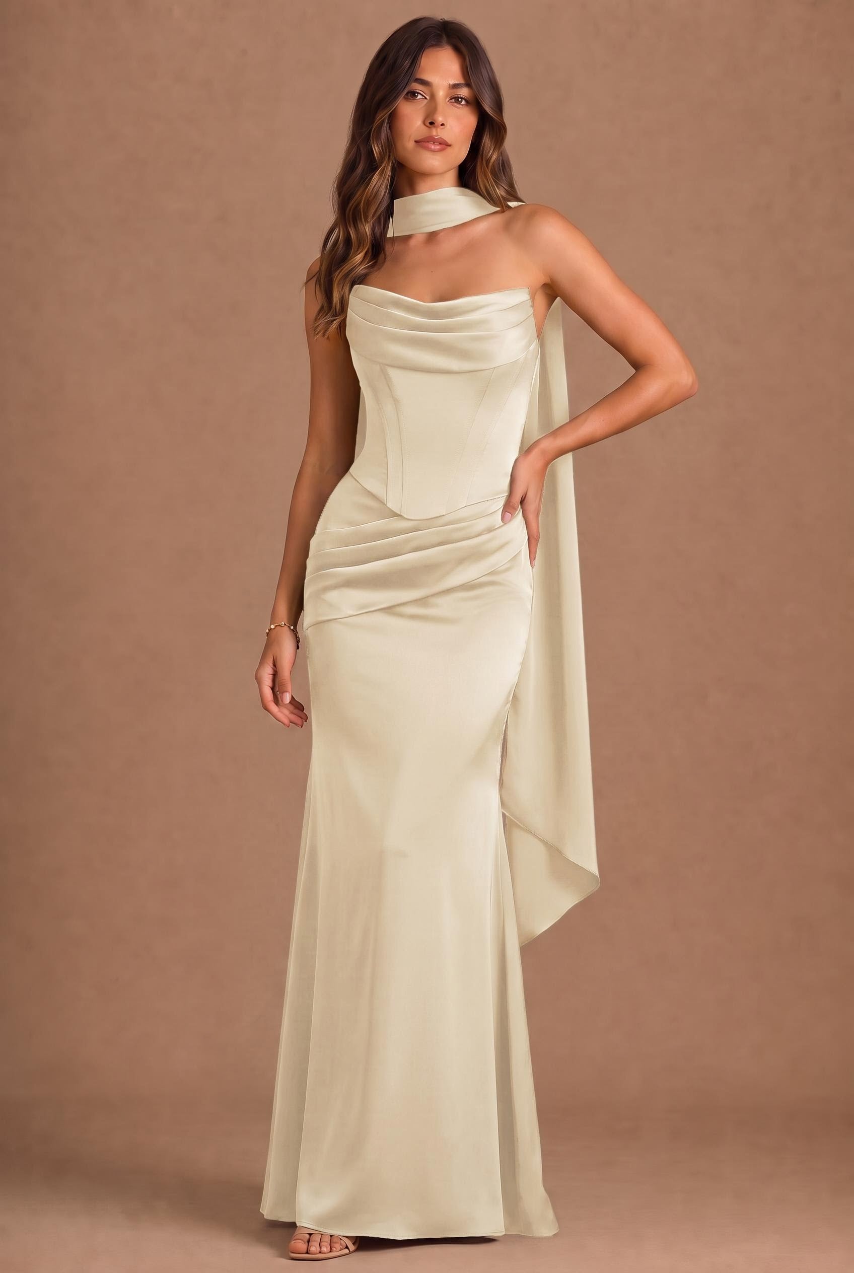 Satin Corset Maxi Dresses