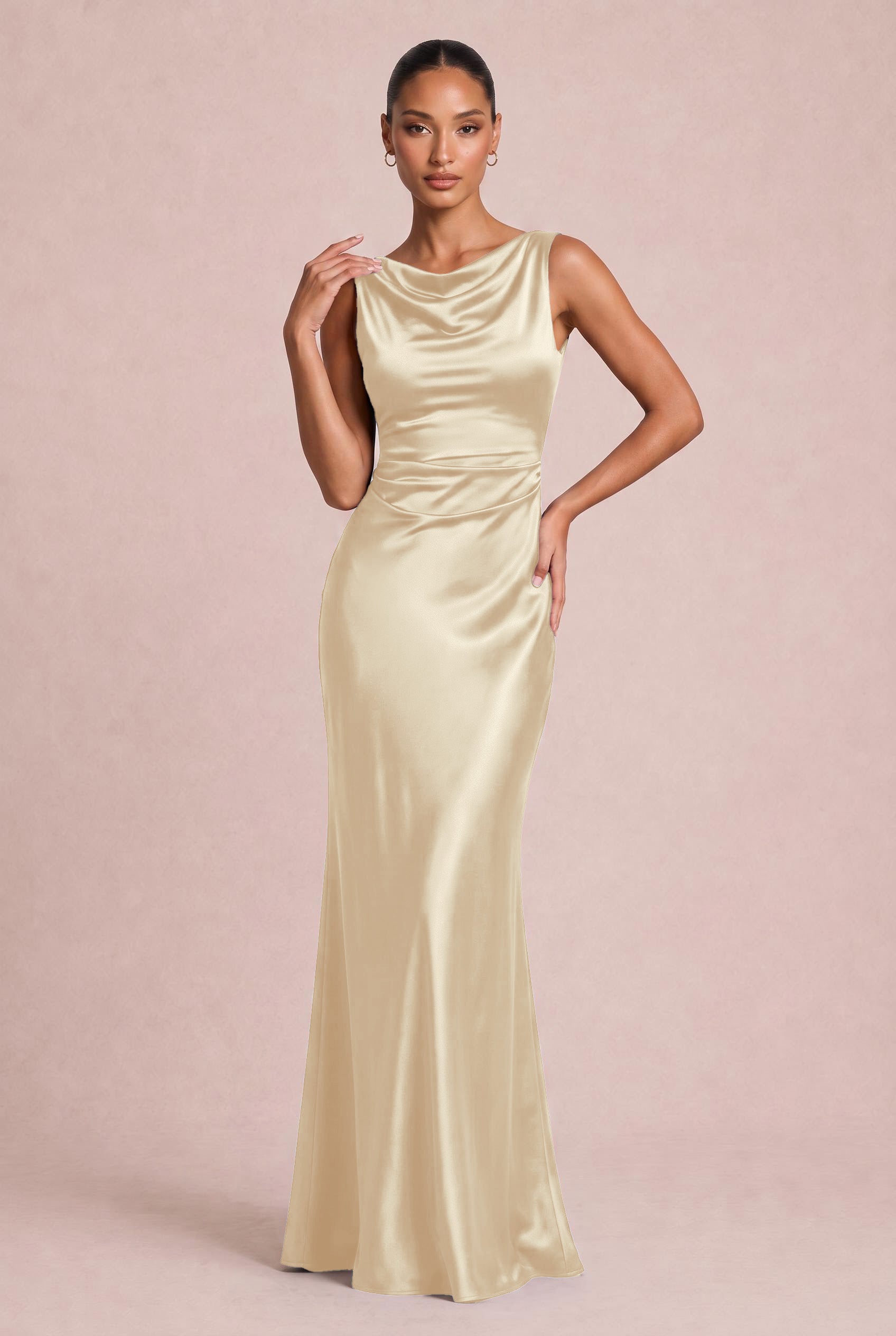 shiny satin bridesmaid dresses Cowl Neck Dress size?:one size elastane and versatile wardrobe essentials What to wear with Matte satin