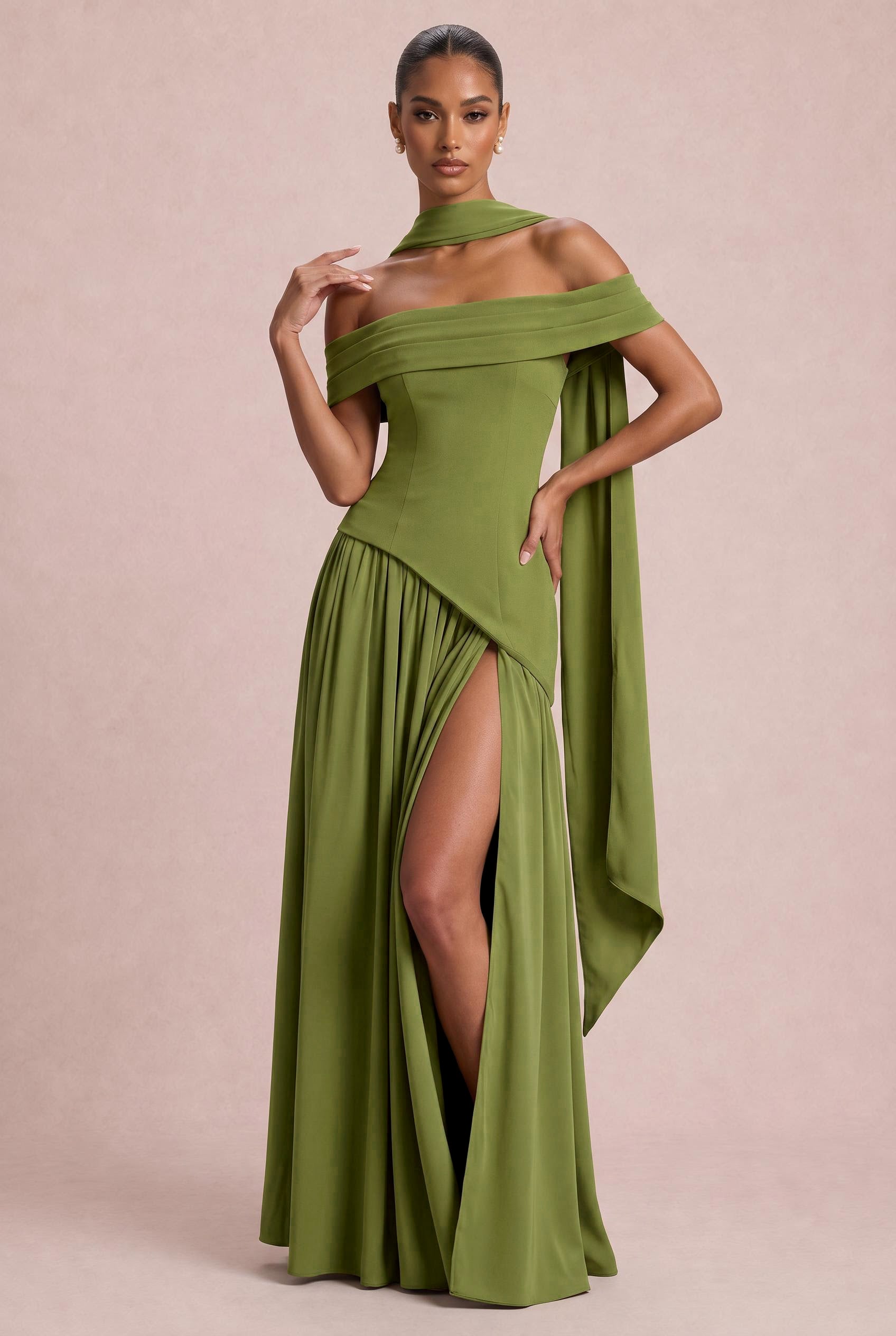 Off-the-Shoulder Chiffon Bridesmaid Dress