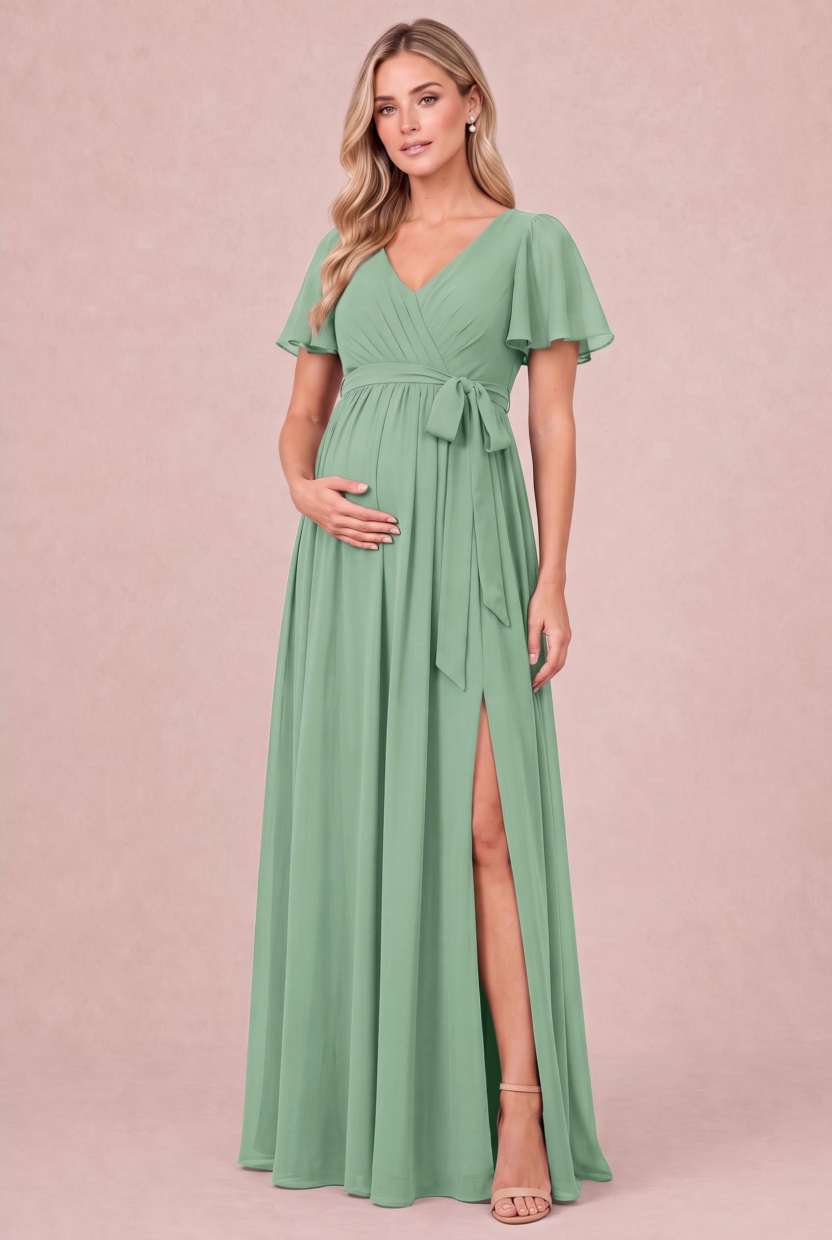 maternity bridesmaid dress sage green Maxi sage green baby shower dress