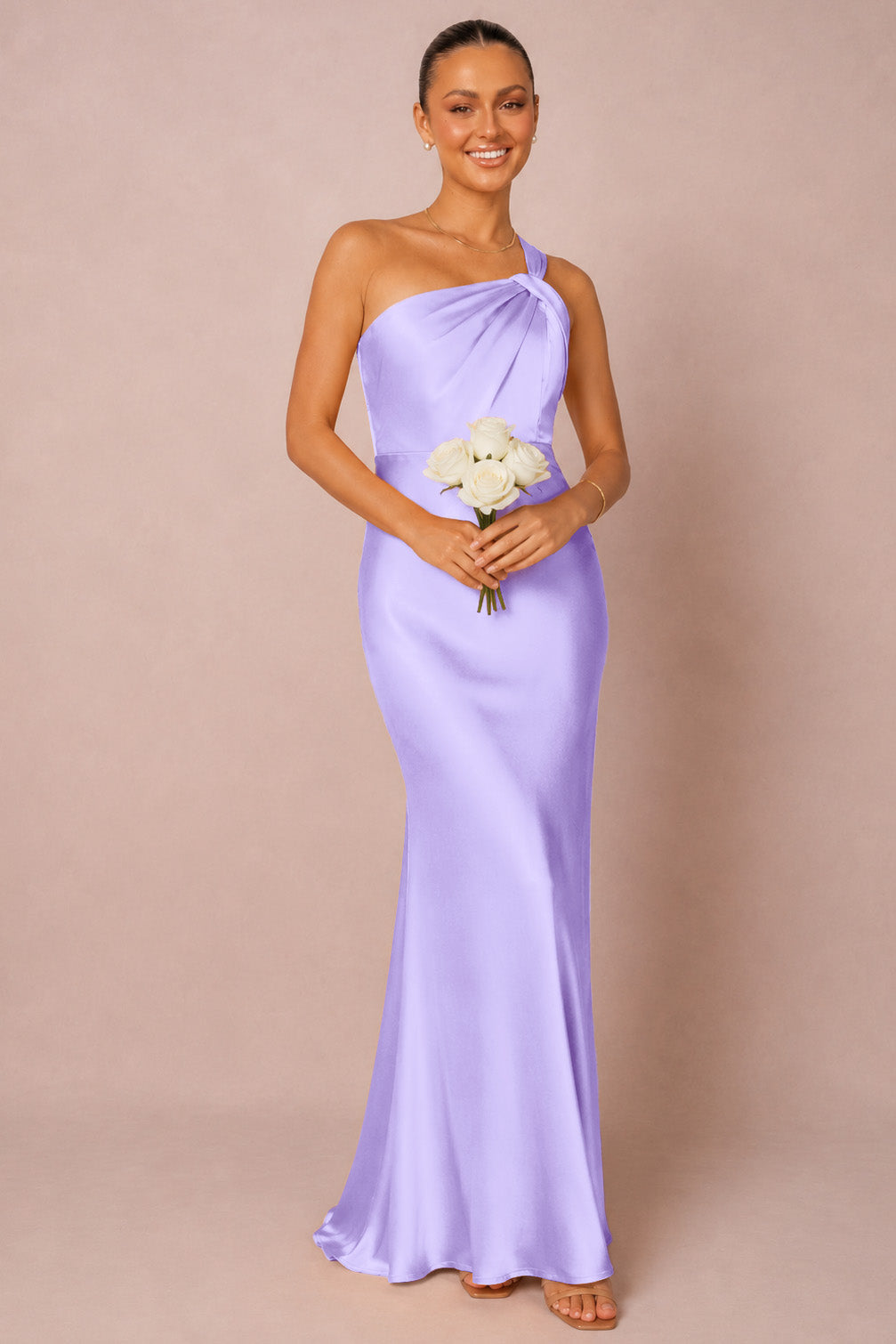 One Shoulder Satin Bridesmaid Dress