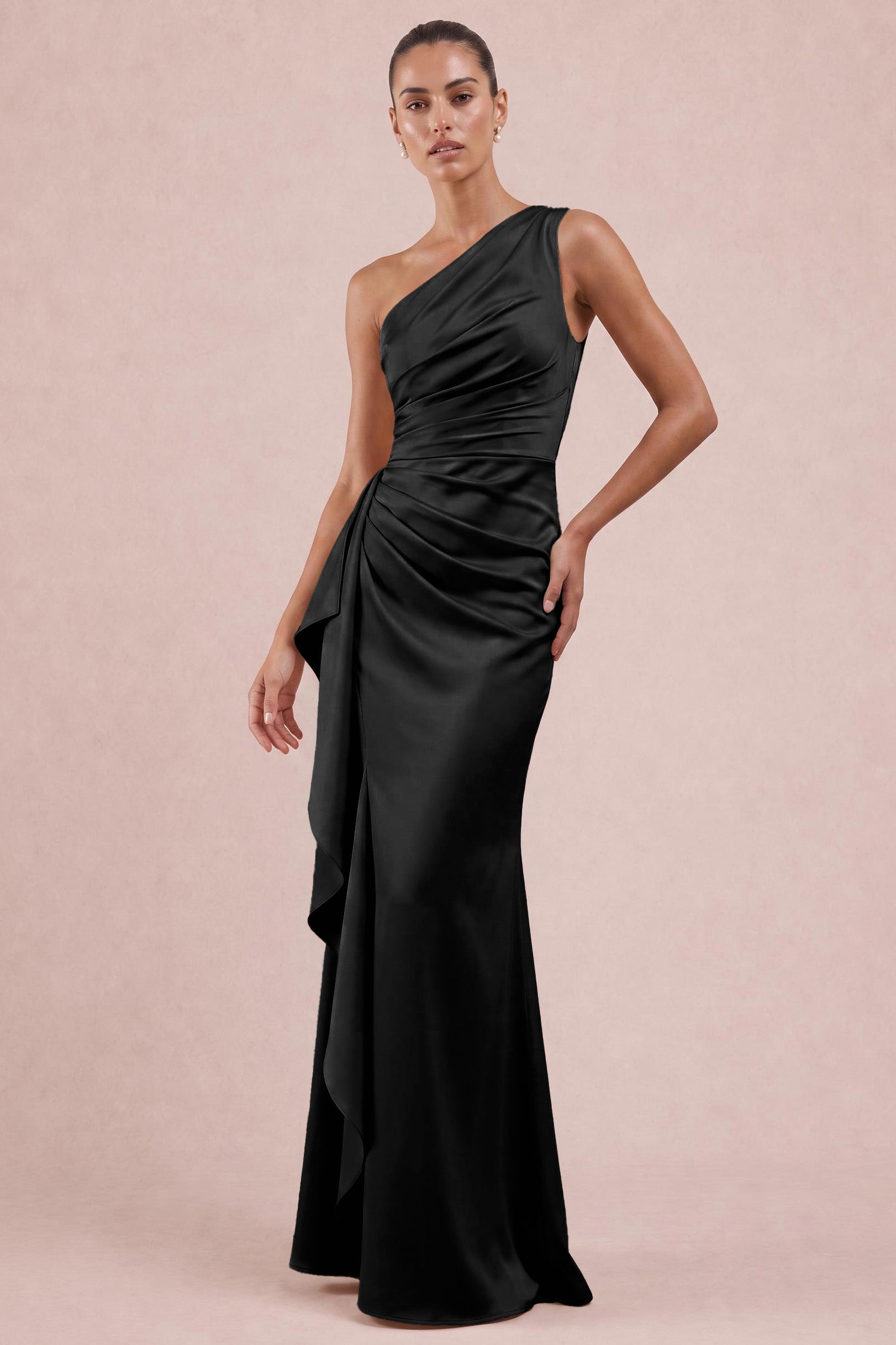 One Shoulder Matte Satin Bridesmaid Dress
