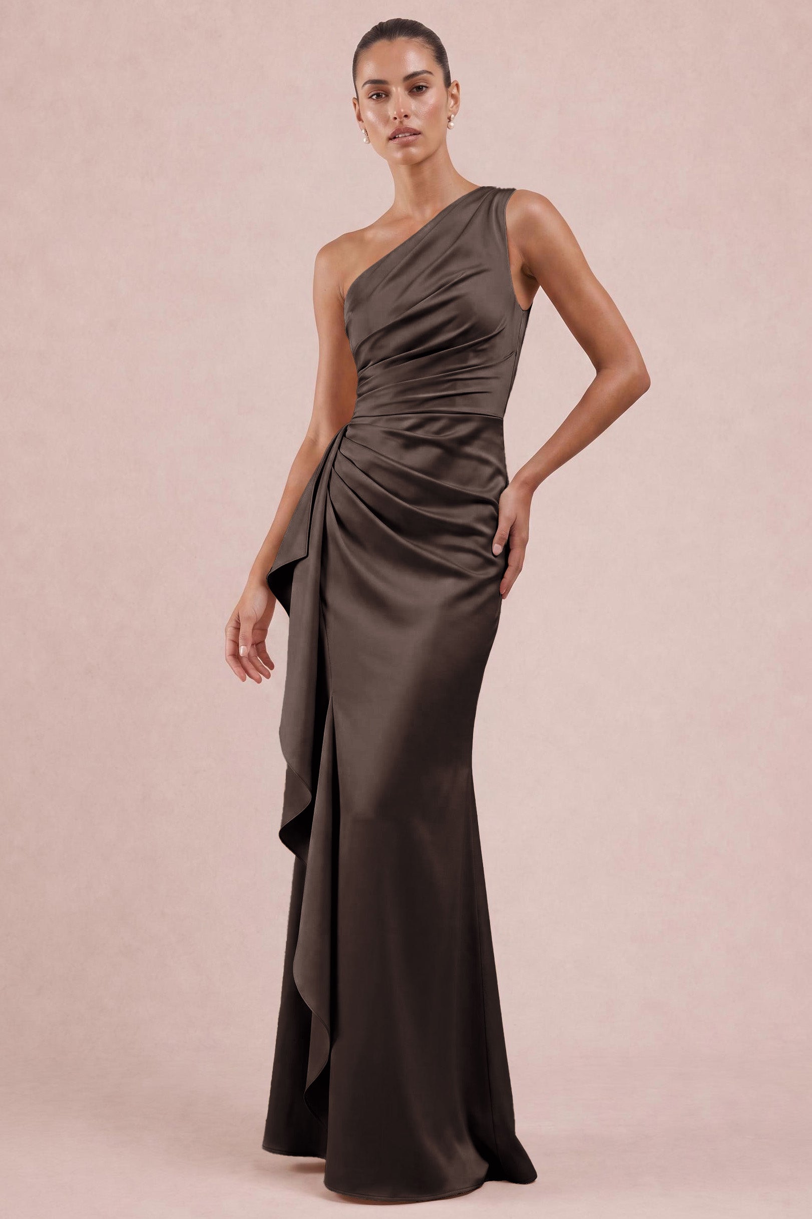 One Shoulder Matte Satin Bridesmaid Dress