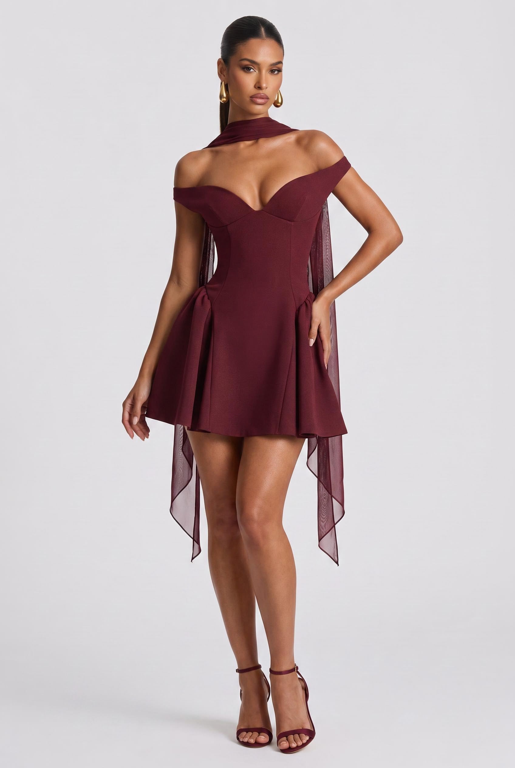 Duntery Off-the-Shoulder Mini Skater Dress