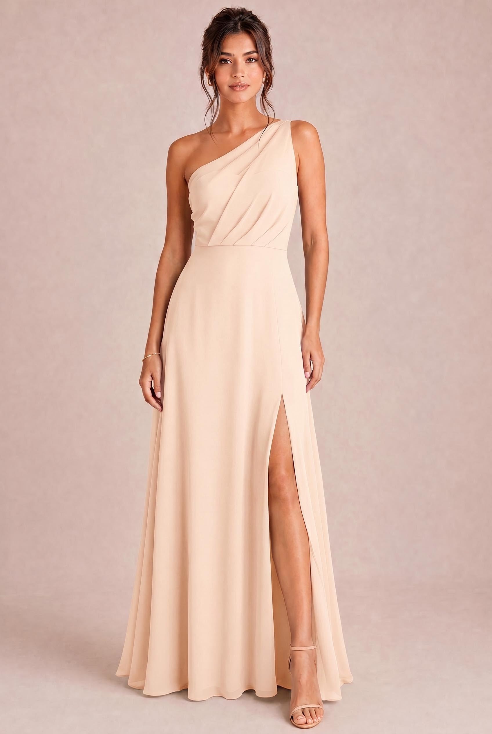 One Shoulder Chiffon Bridesmaid Dress