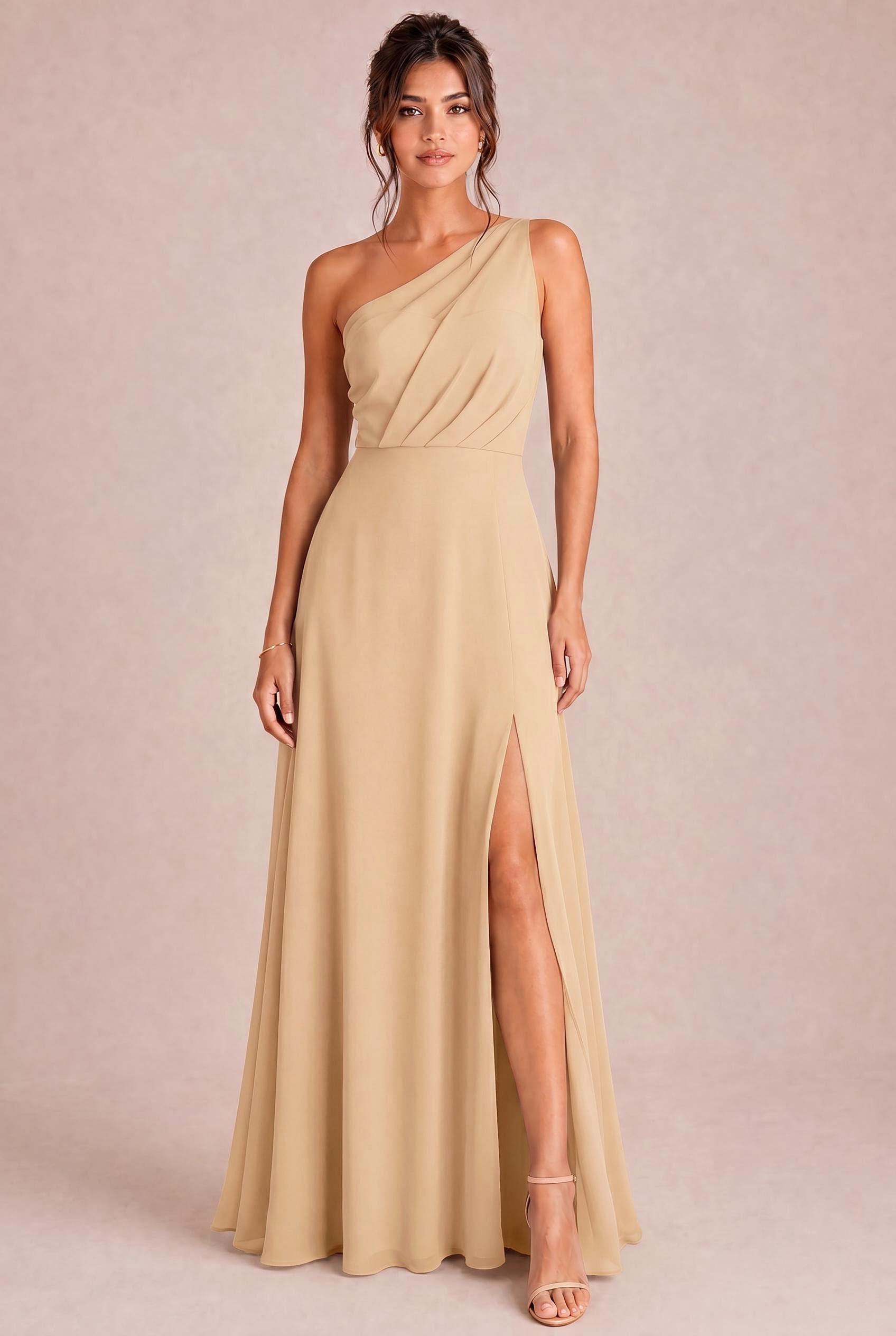 One Shoulder Chiffon Bridesmaid Dress