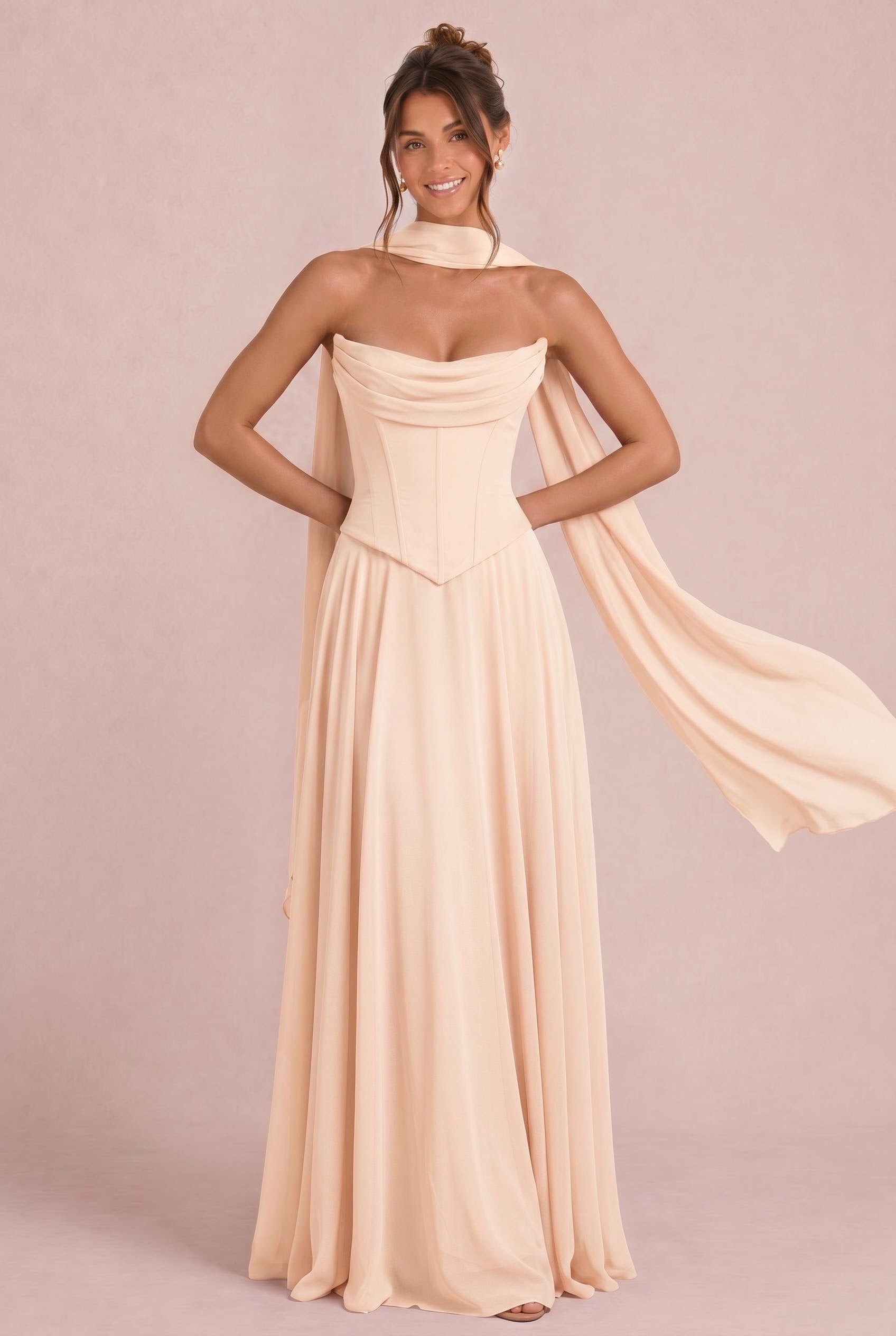 Two-piece Chiffon Corset Bridesmaid Dress