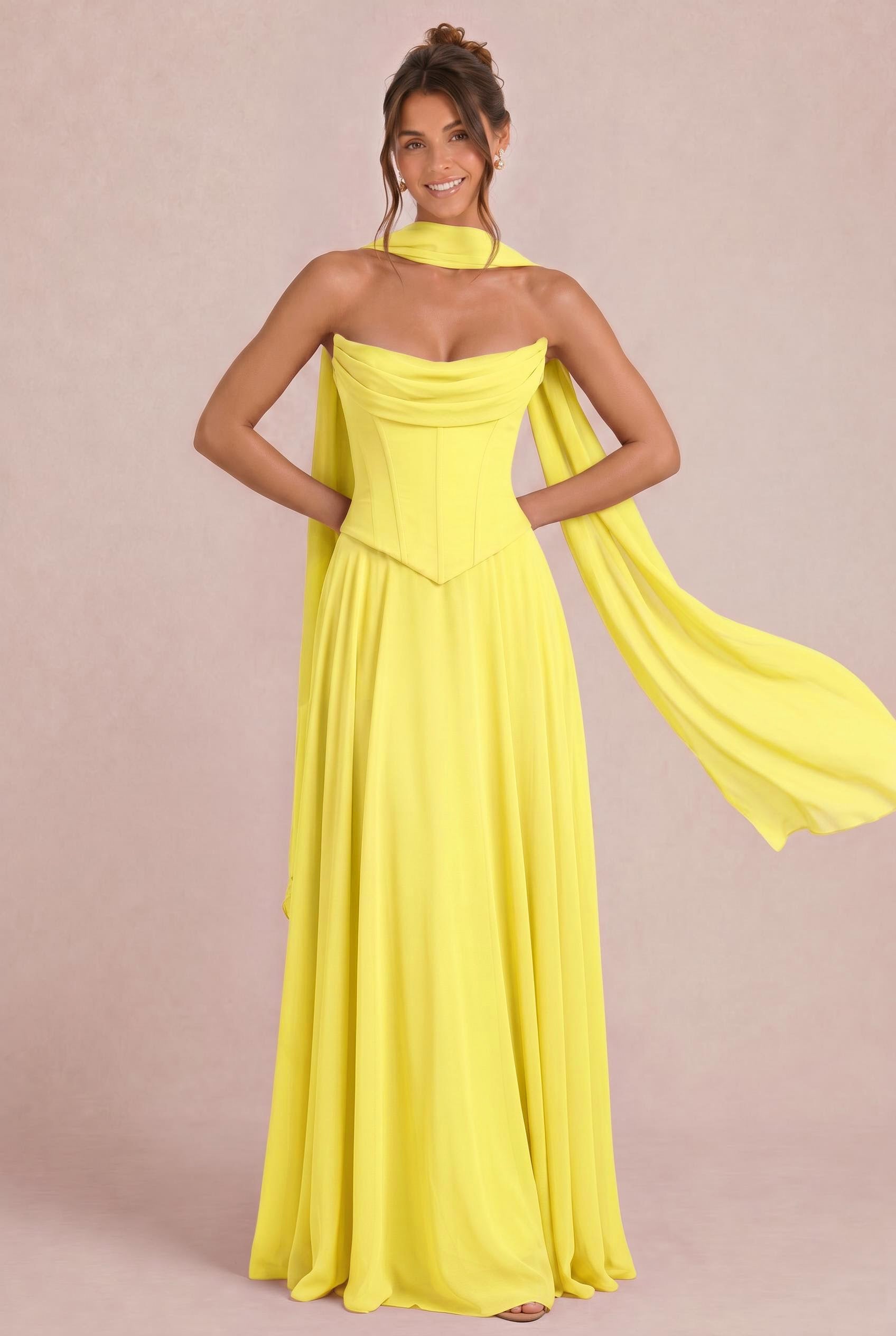 Two-piece Chiffon Corset Bridesmaid Dress