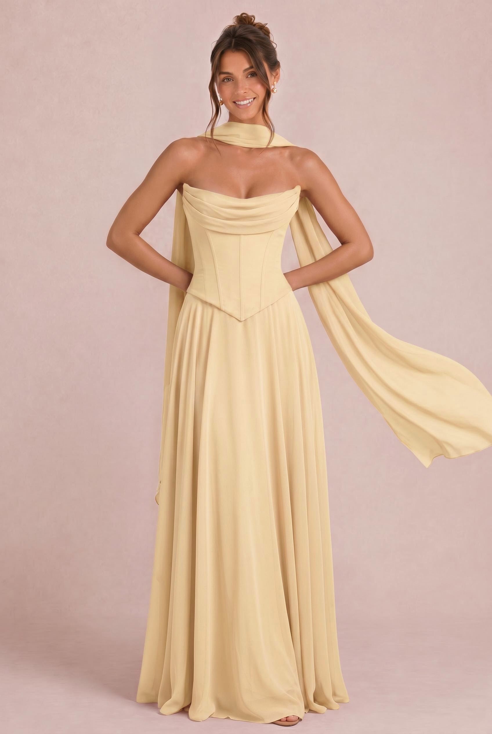 Two-piece Chiffon Corset Bridesmaid Dress