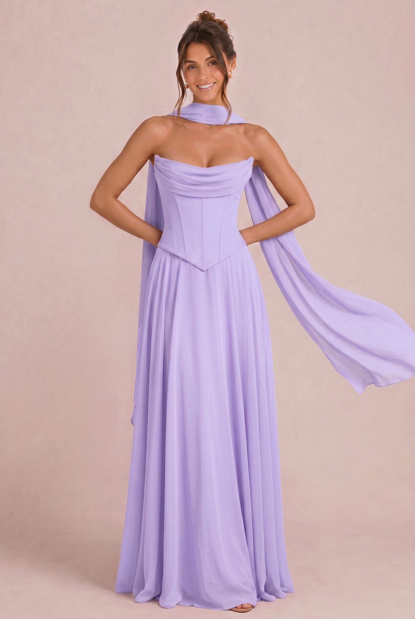 Two-piece Chiffon Corset Bridesmaid Dress