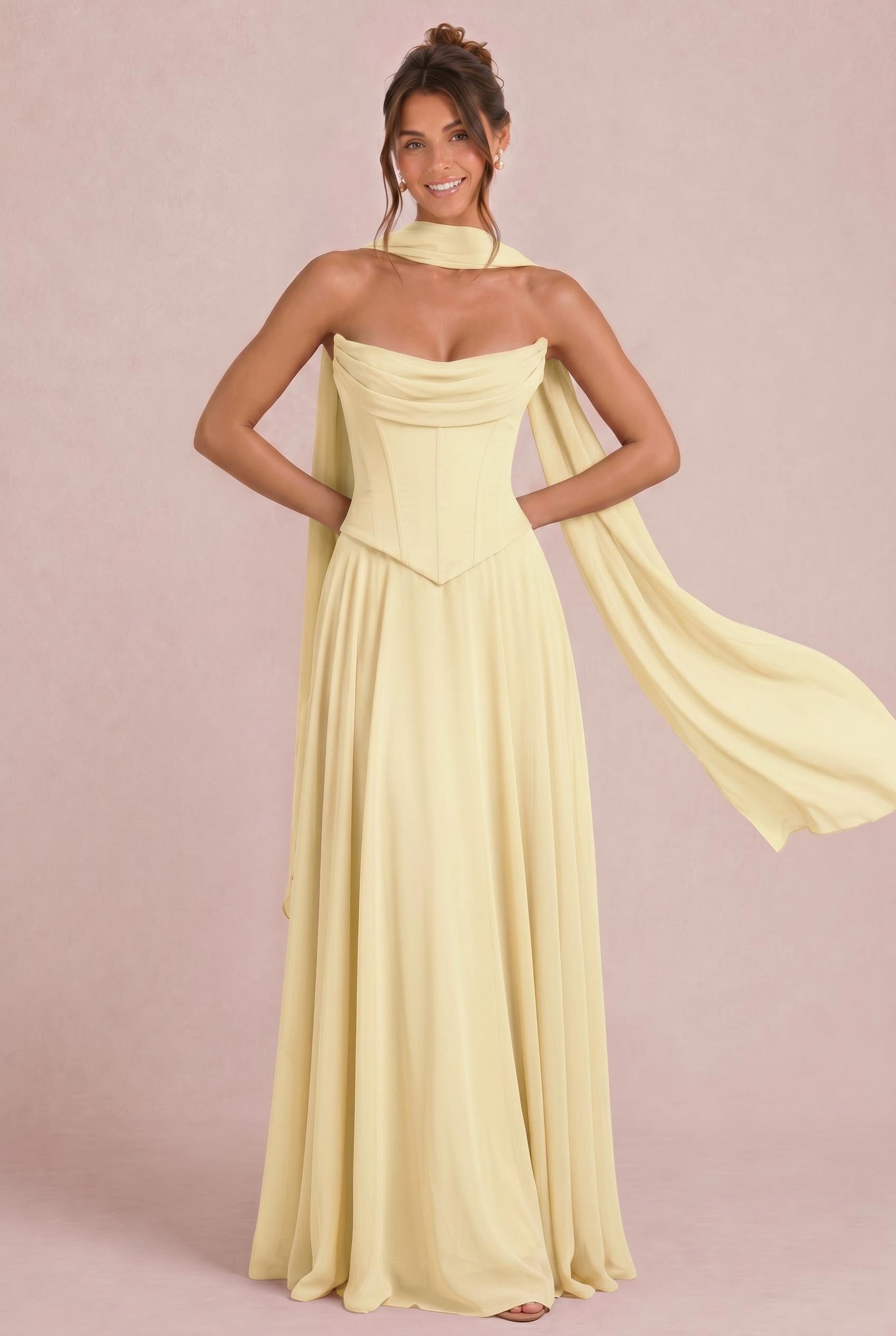 Two-piece Chiffon Corset Bridesmaid Dress