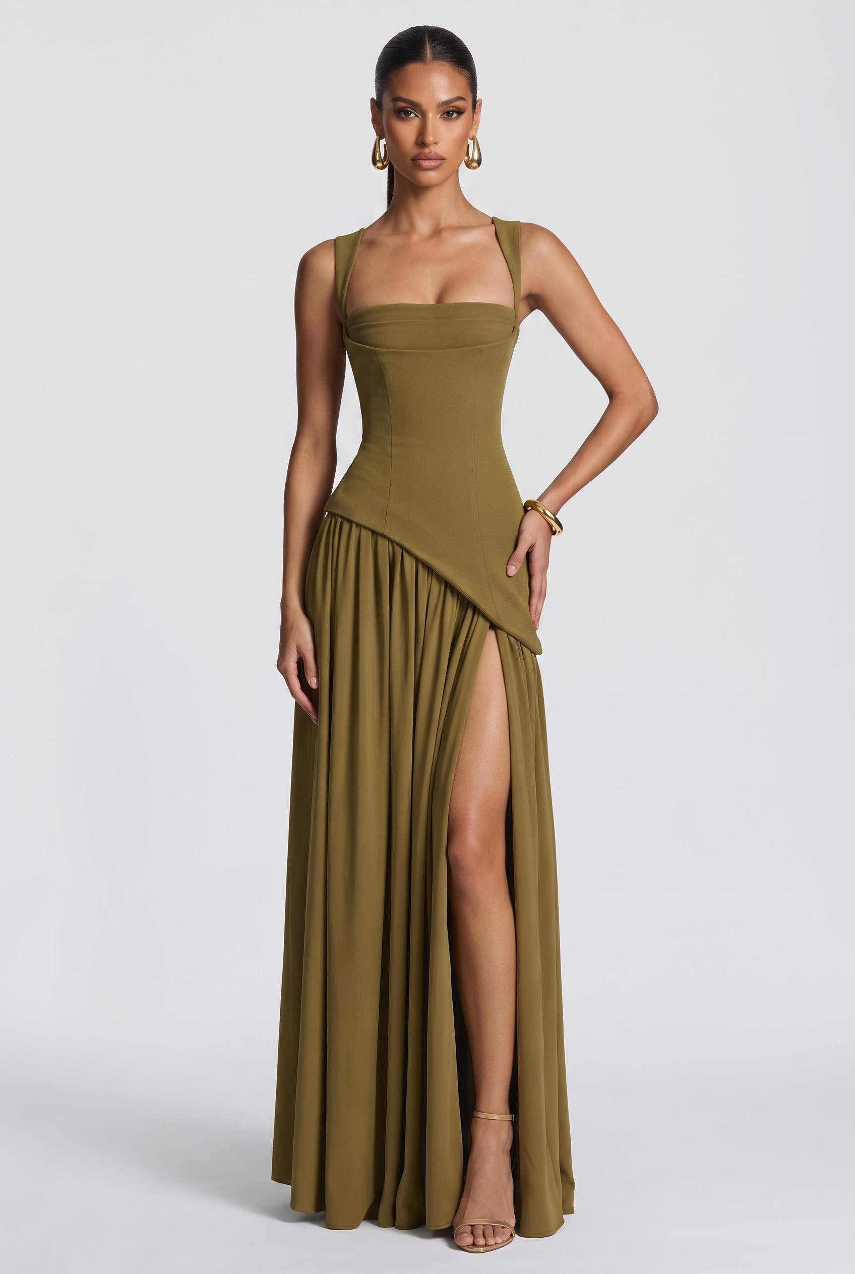 Corset Chiffon Maxi Dress