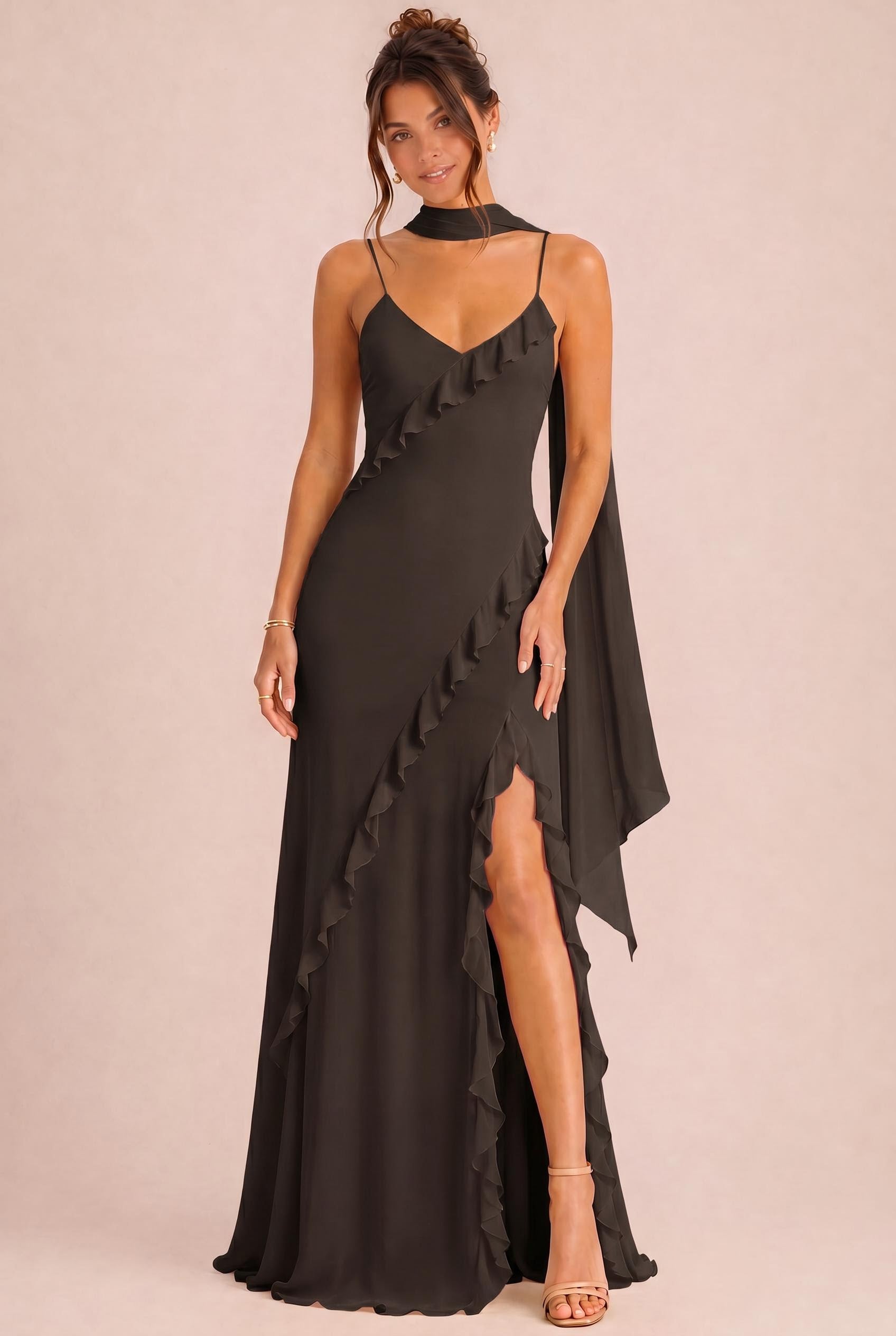 Ruffle Chiffon Bridesmaid Dress