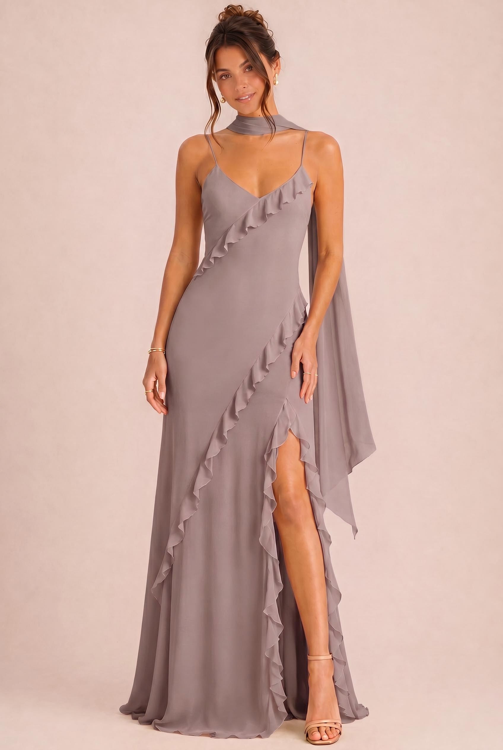 Ruffle Chiffon Bridesmaid Dress
