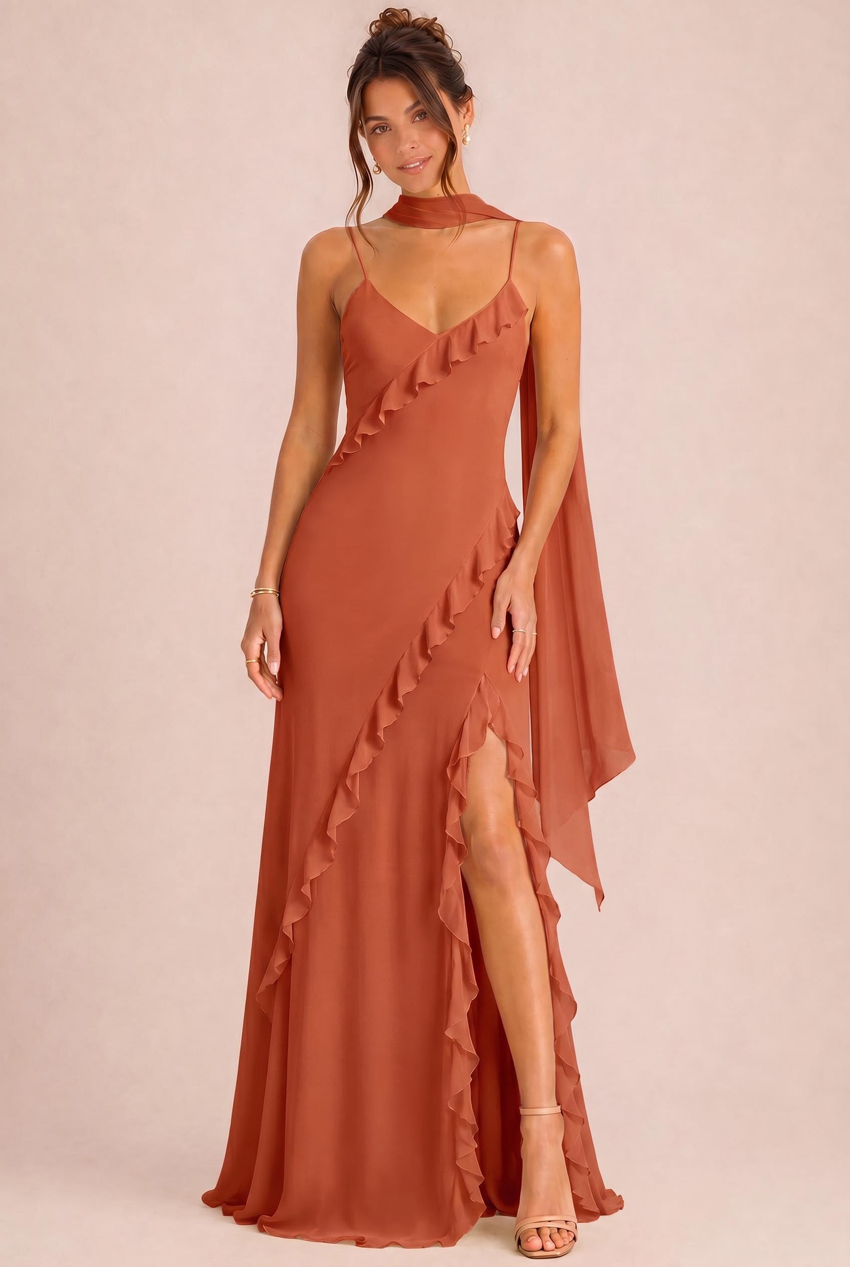 Ruffle Chiffon Bridesmaid Dress