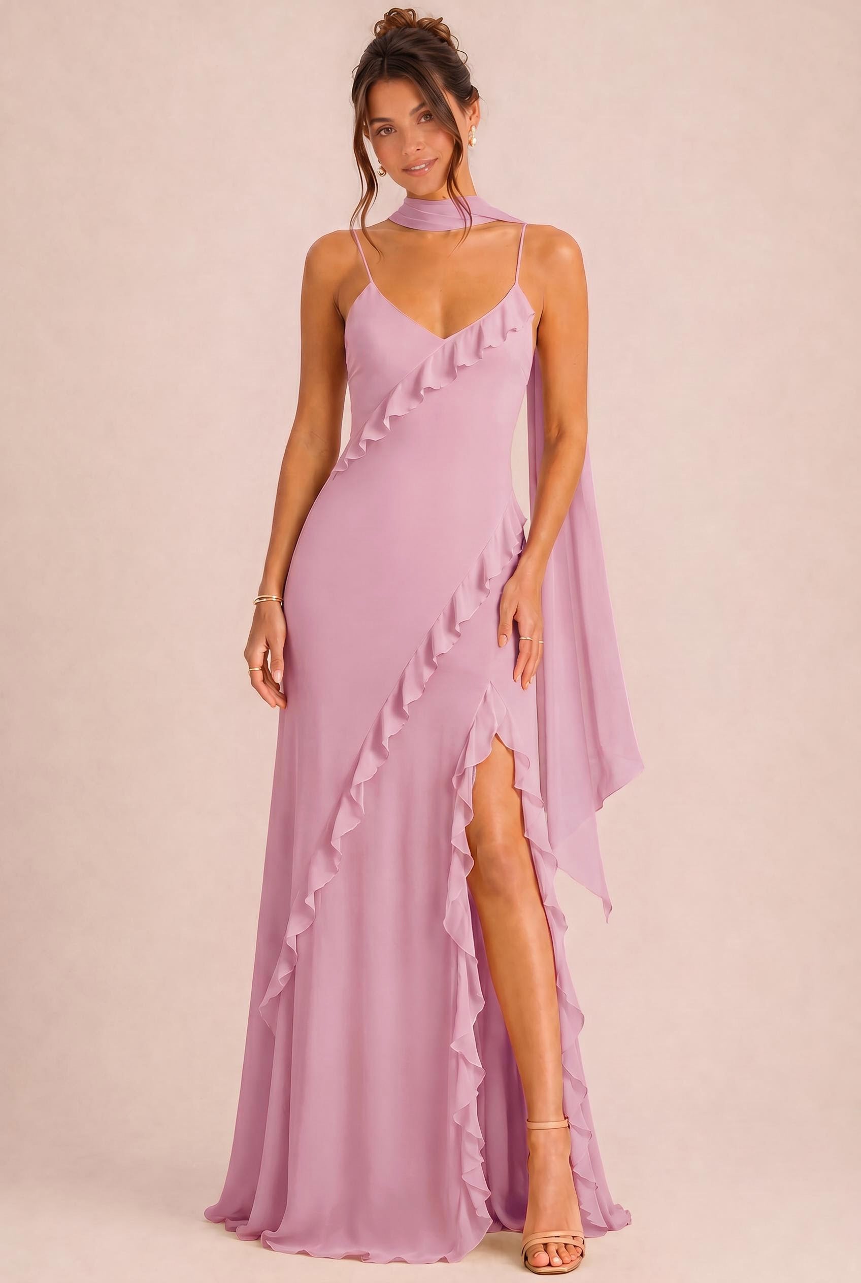 Ruffle Chiffon Bridesmaid Dress