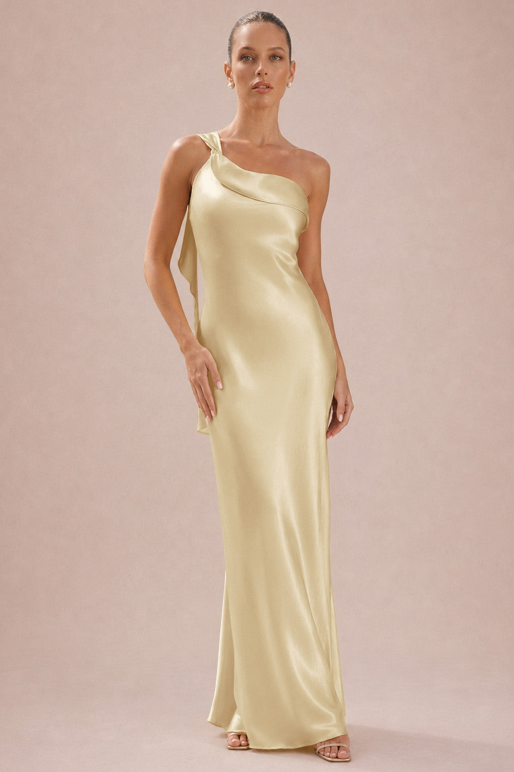 One Shoulder Satin Bridesmaid Dress