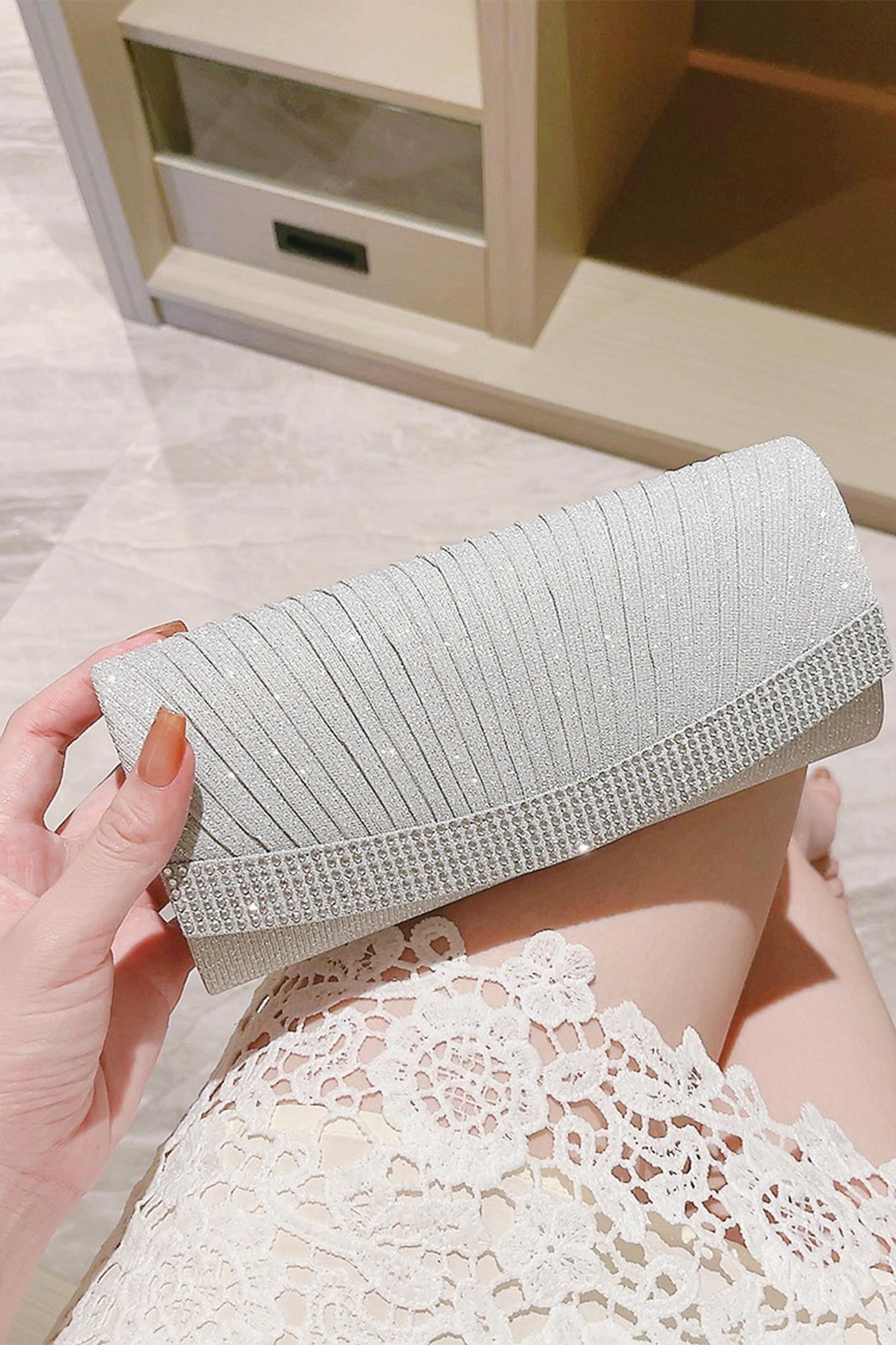 silver dress clutch Metal Ribbon Clutch | Silver