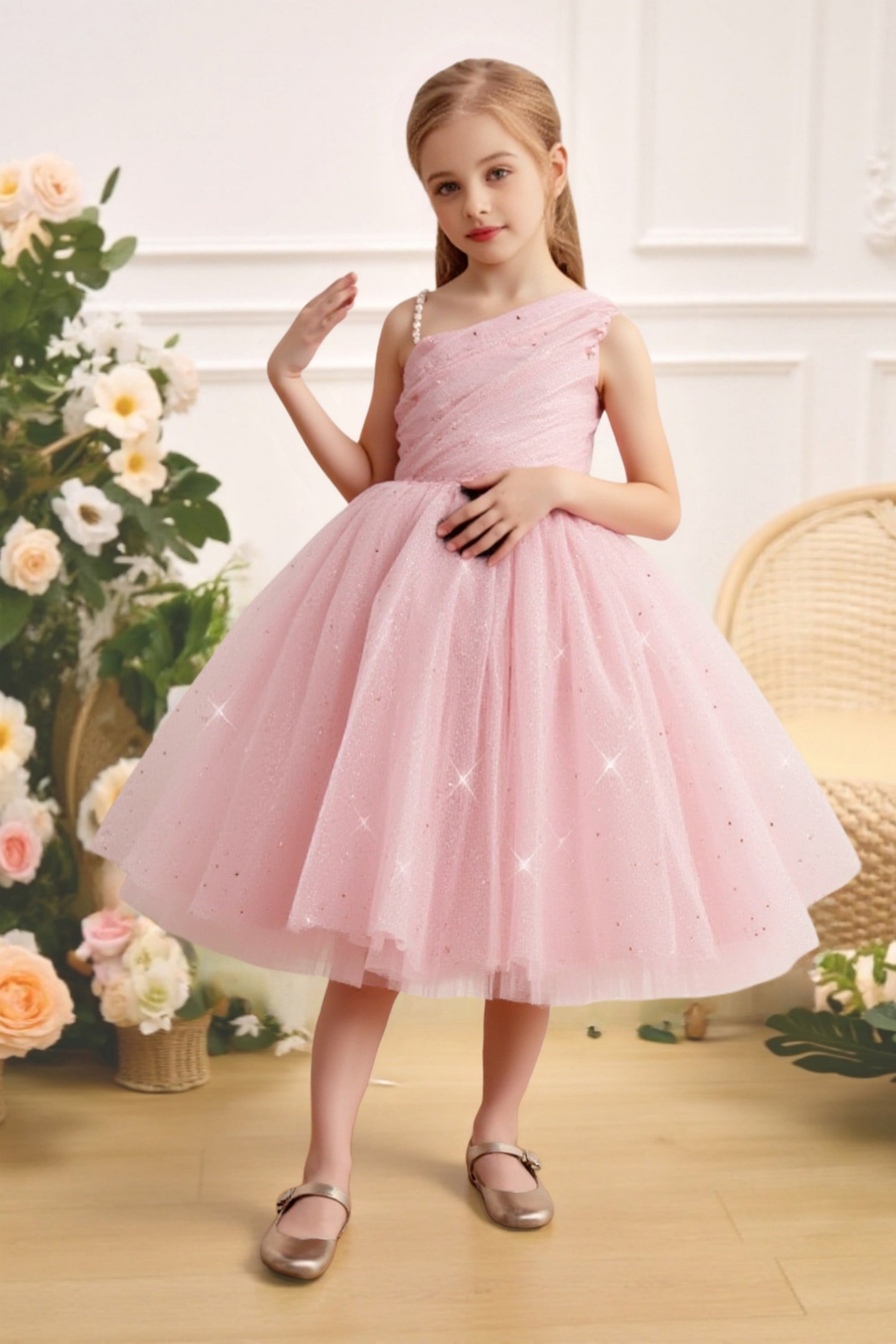 one shoulder flower girl dress Amazon.com: One Shoulder Flower Girl Dresses with Pockets A Line Satin First Communion Dress Pageant Dresse Ball Gown with Bow TJ15 2 : Clothing, Shoes & Jewelry