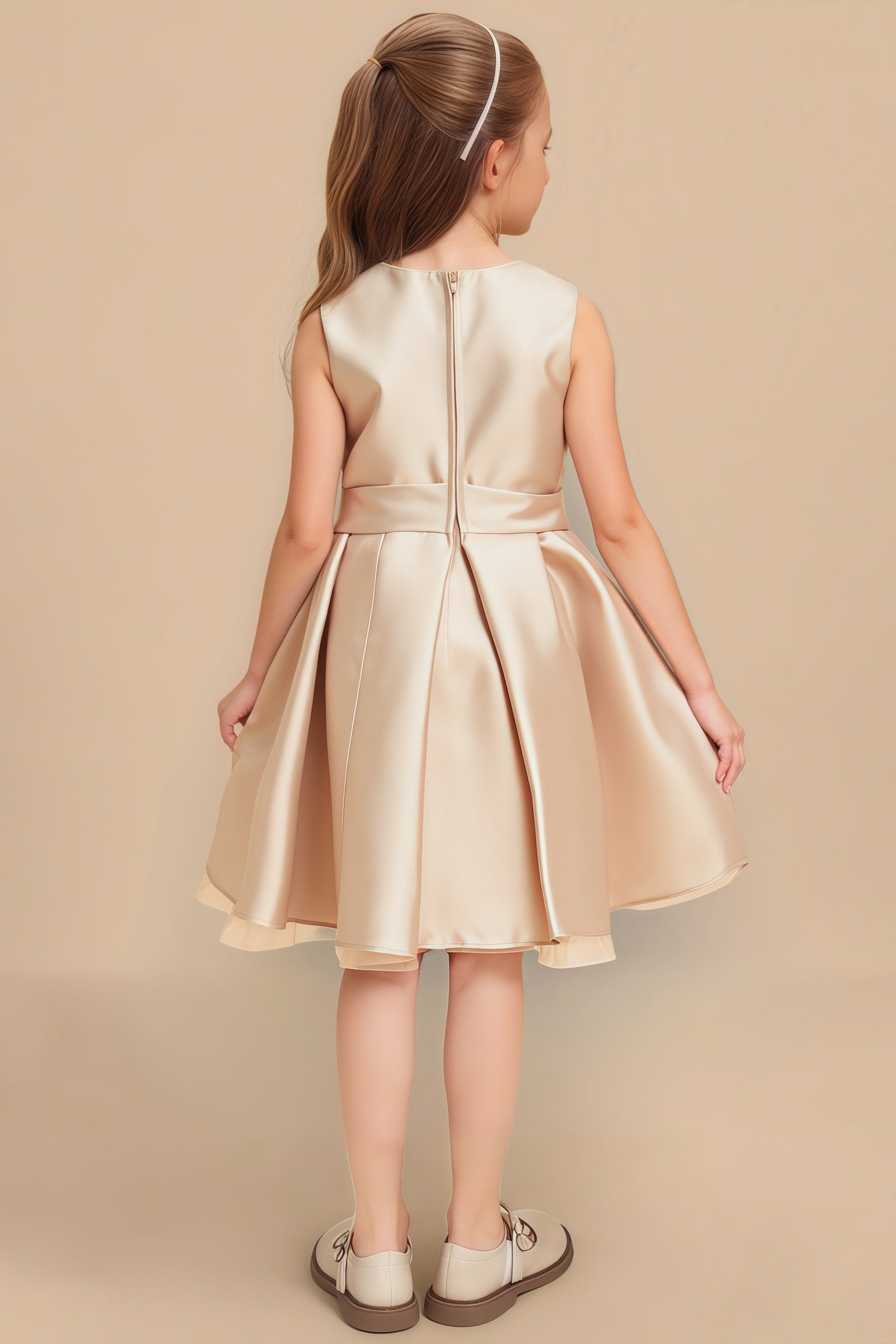 Duntery Scoop Neck A-Line Flower Girl Dress With Bowknot, Lilac Duntery Scoop Neck A-Line Flower Girl Dress With Bowknot, Lilac