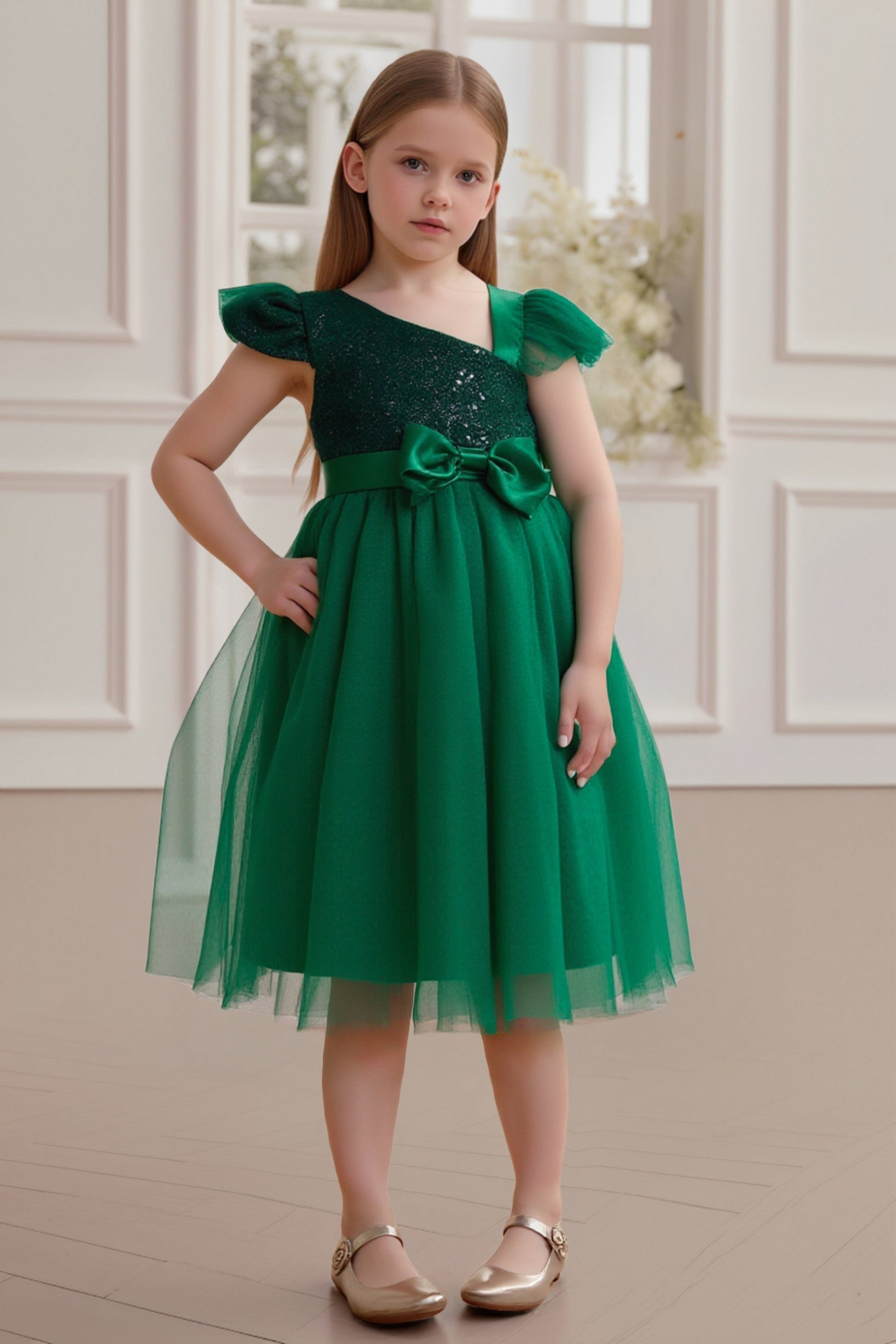 DUNTERY Toddler Dresses Green Sequins Bodice Tulle Skirt Girls Party Dresses DUNTERY Toddler Dresses Green Sequins Bodice Tulle Skirt Girls Party Dresses