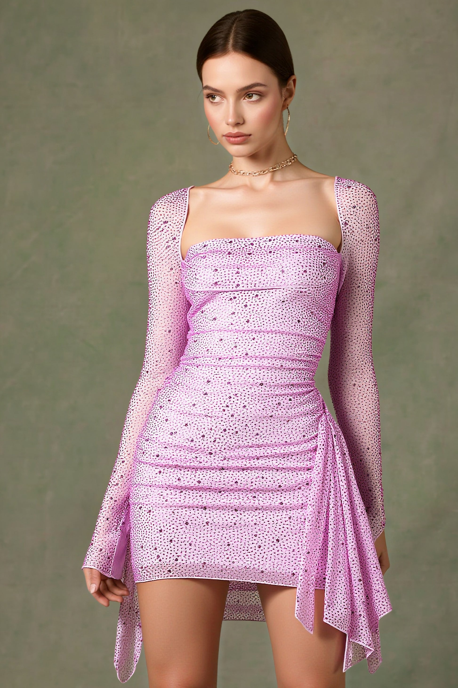 Sheath Long Sleeves Beaded Short Dresses – DUNTERY