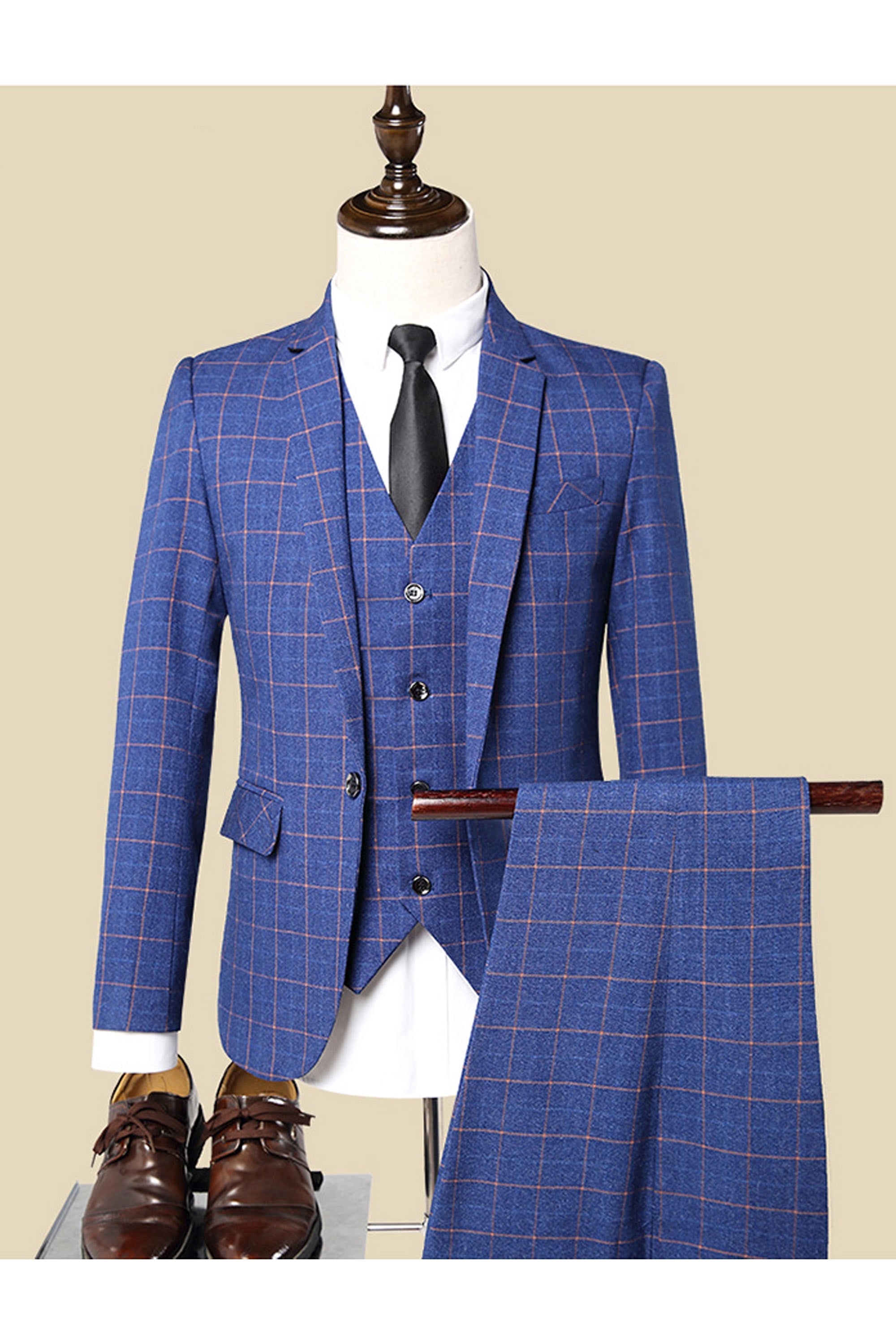 Plaid Business Men's Suit Three-Piece Groomsmen Suits – DUNTERY