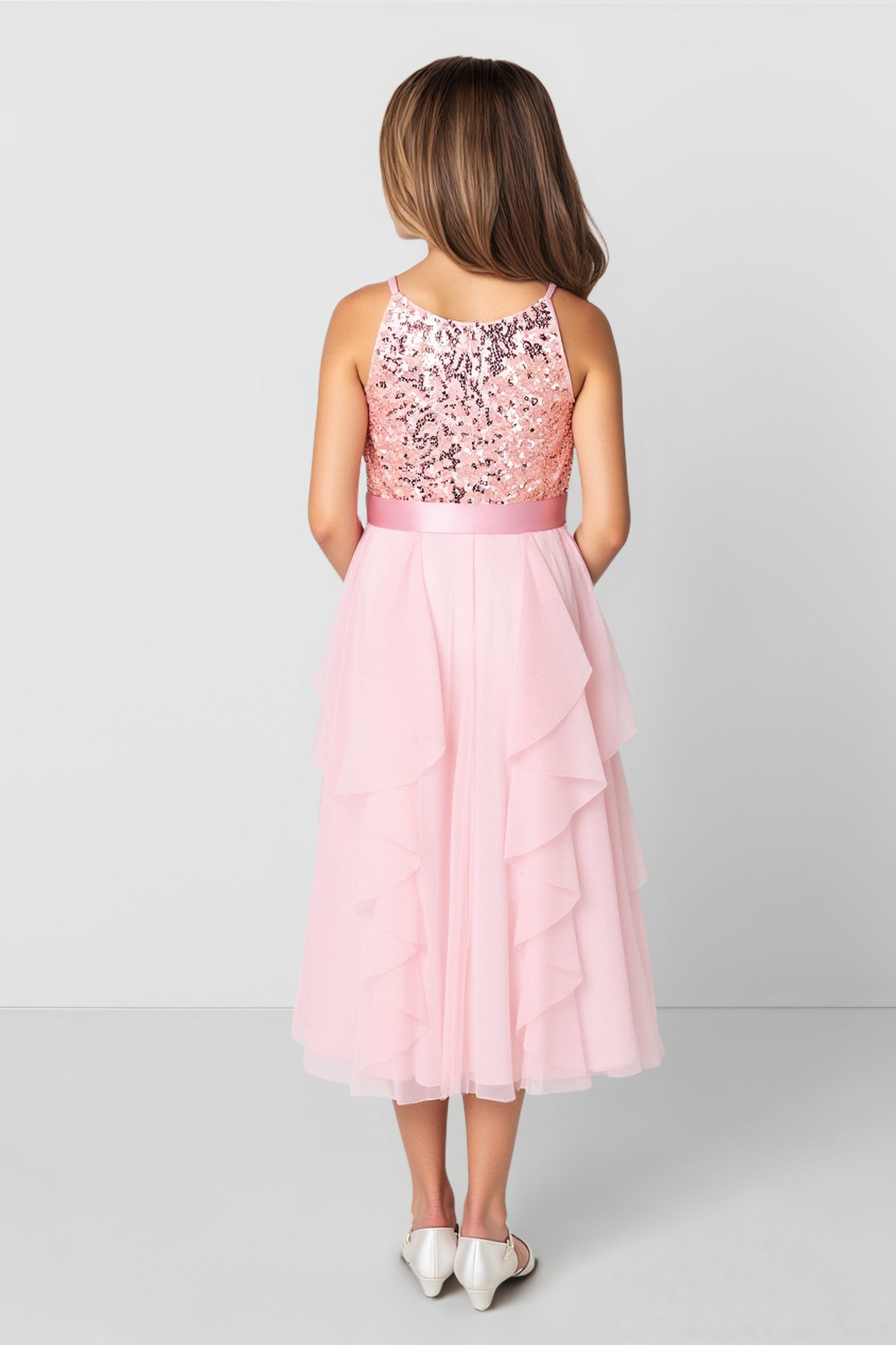 Sequin Tulle Scoop Neck Ruffles Flower Girl Dress DUNTERY Sequin Tulle Scoop Neck Ruffles Flower Girl Dress DUNTERY