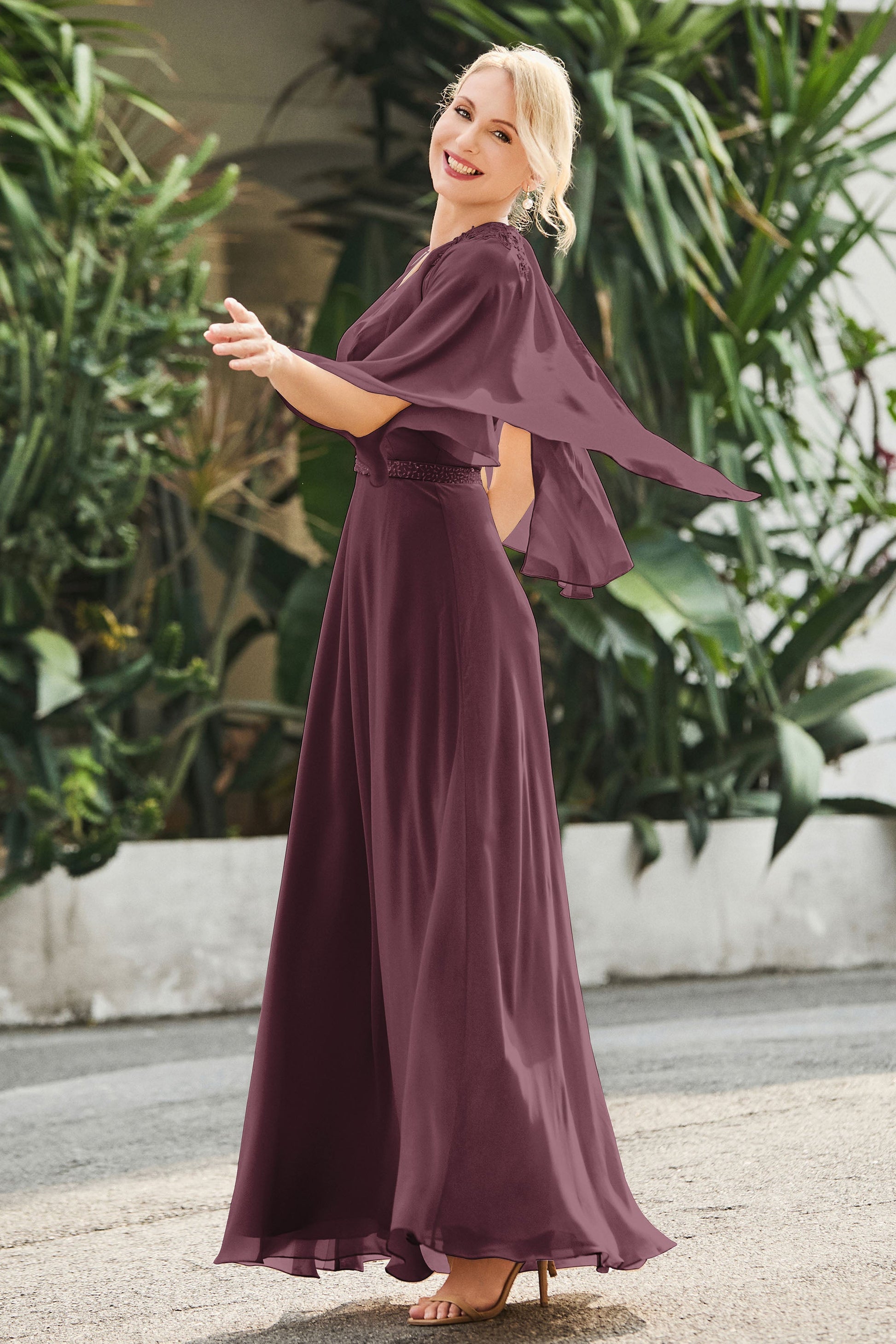 chiffon v neck maxi dress Dark Green Chiffon Maxi Dress V Neck Swing Party Elegance 5114 Emerald Green / S